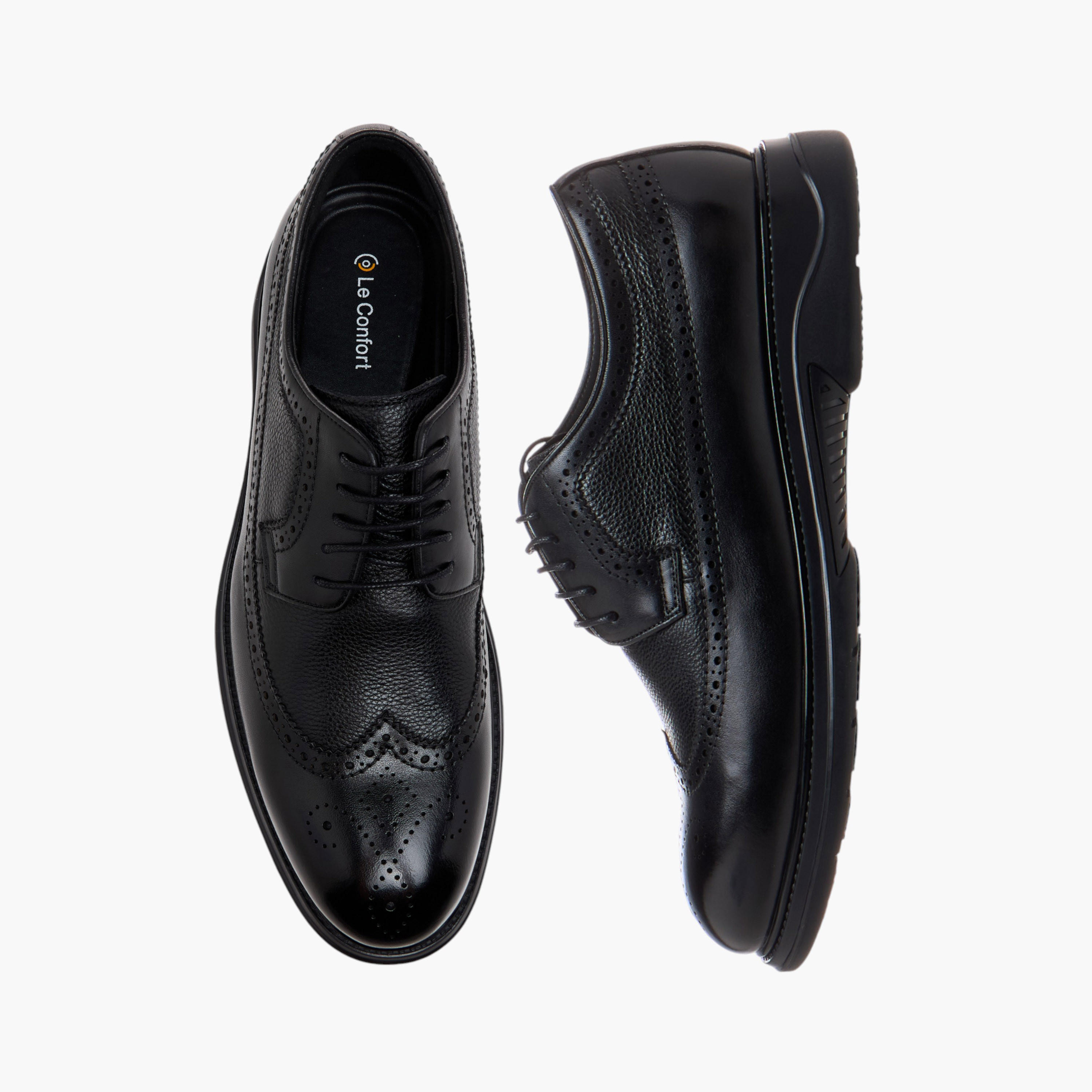 حذاء ديربي جلد بارز الملمس برباط من لو كونفورت-men-shoes-formalshoes-image-1