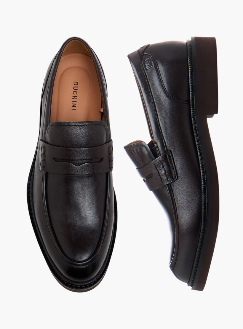 Duchini Men's Leather Cutout Detail Slip-On Loafers-men-shoes-formalshoes-image-1
