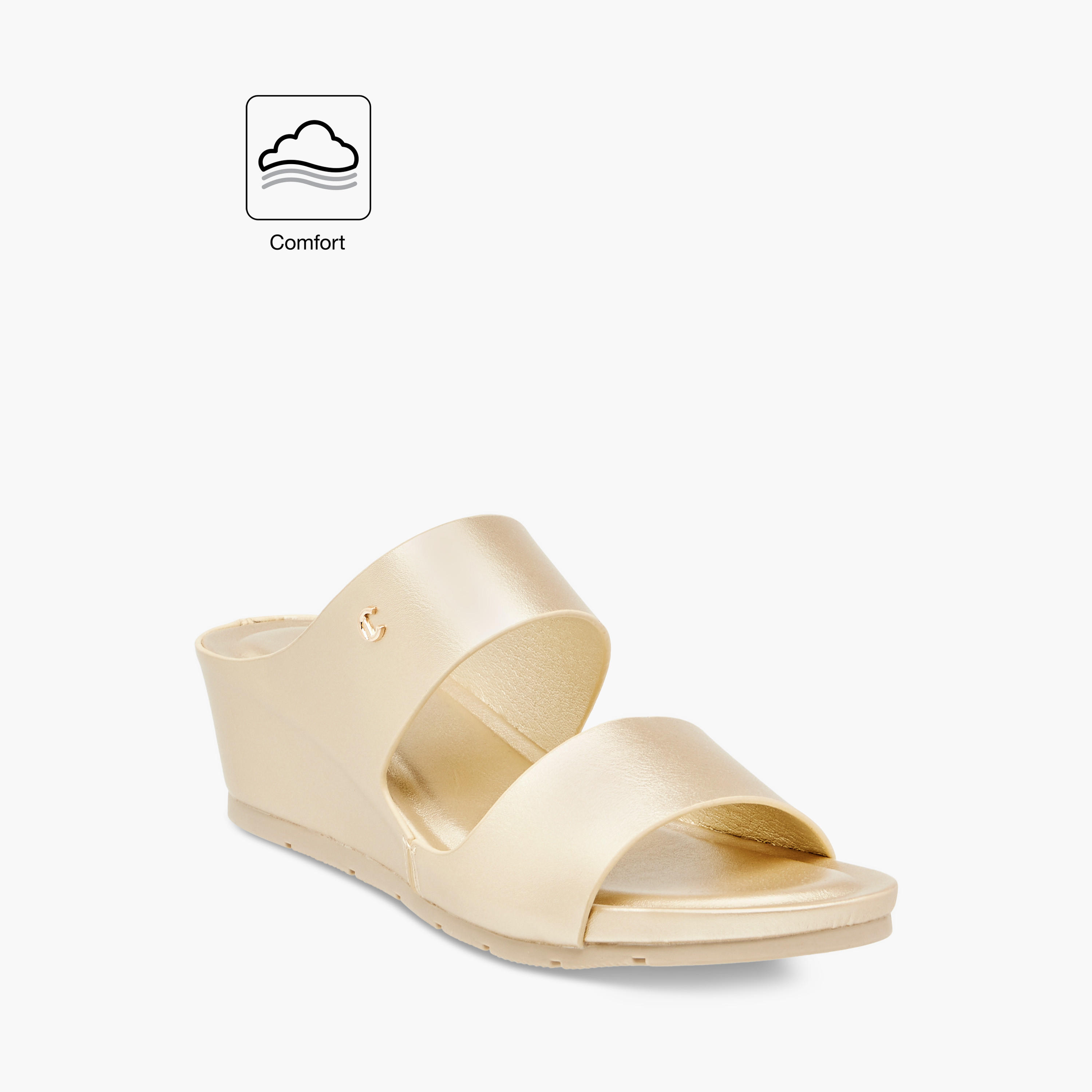 صندل خفيف مريح سادة سهل الارتداء بحزام وكعب ويدج للنساء من لو كونفورت-women-shoes-sandals-heeled-image-2