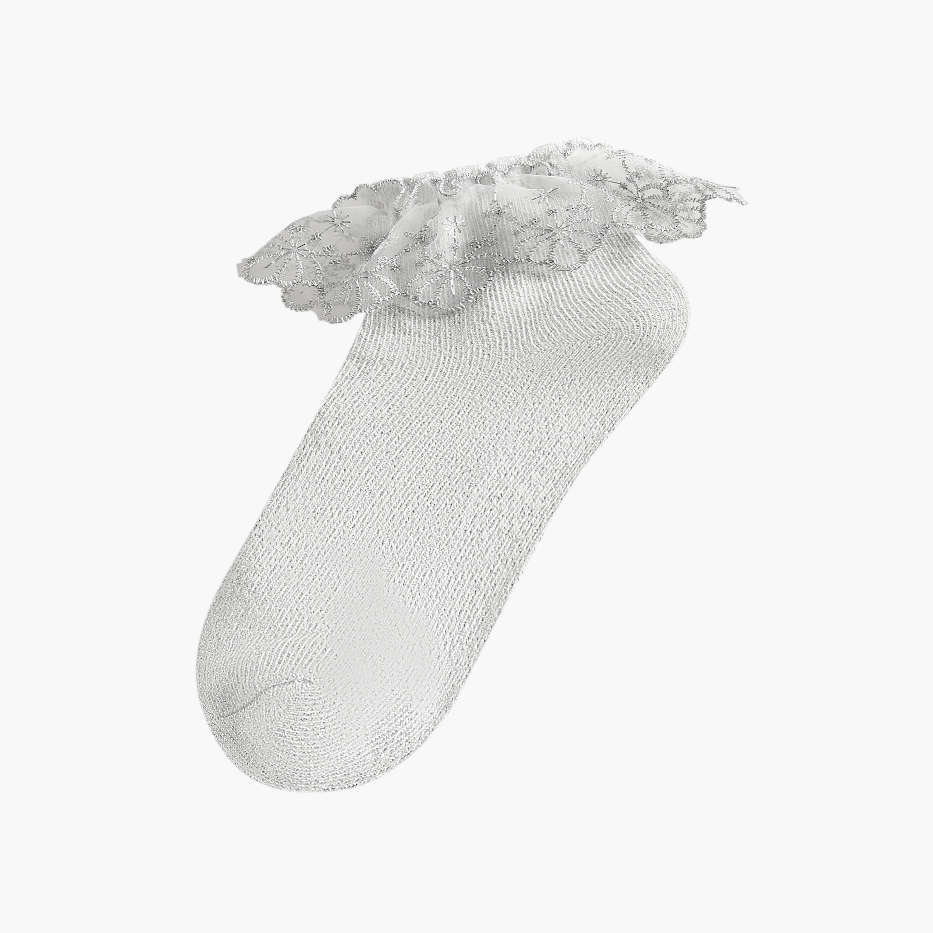 Pack of 2 Flora Bella Girls Socks Embroidered Frill Hem-girls-accessories-socks-image-2