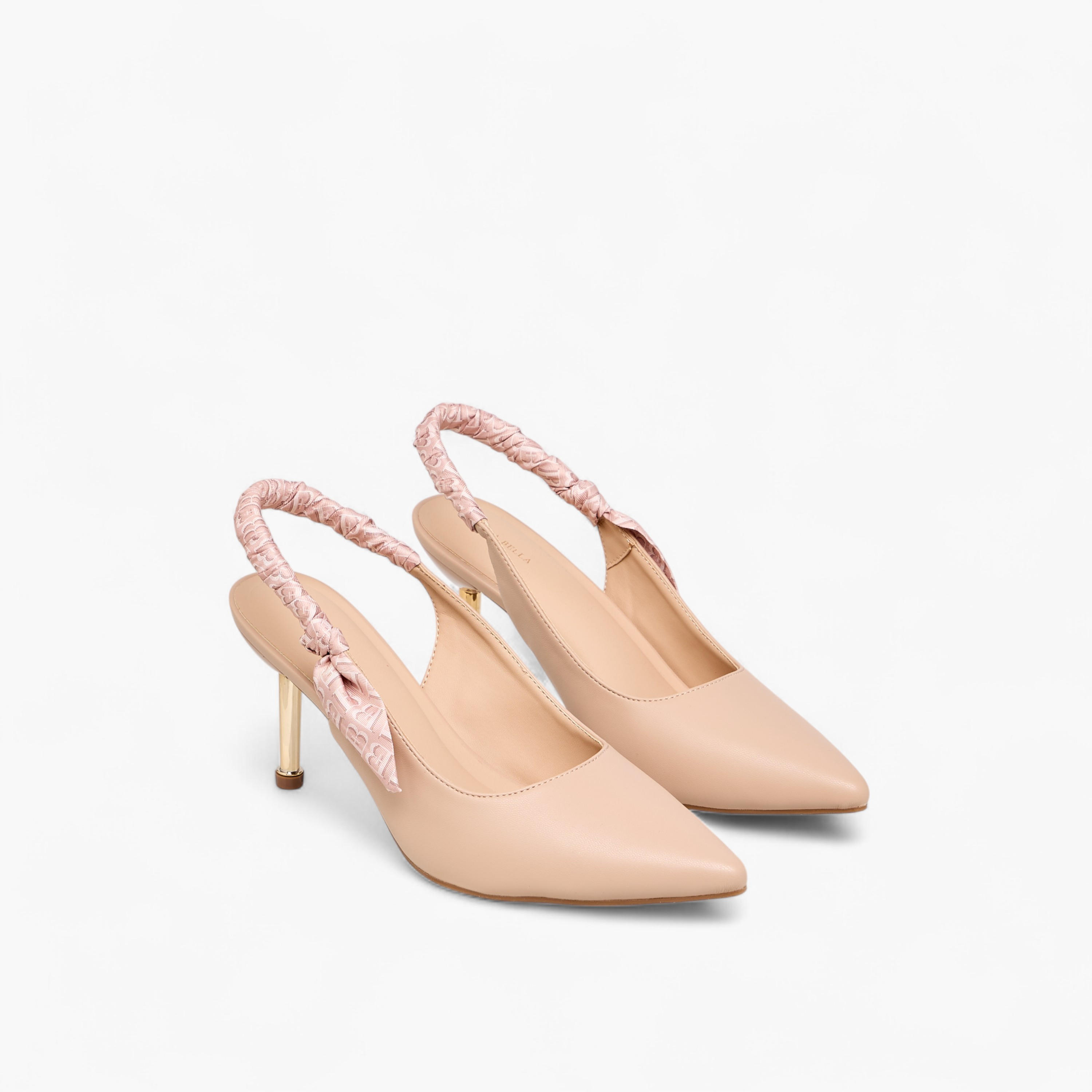 Flora Bella Ruched Detail Slingback Shoes with Stiletto Heels-women-shoes-heels-image-1