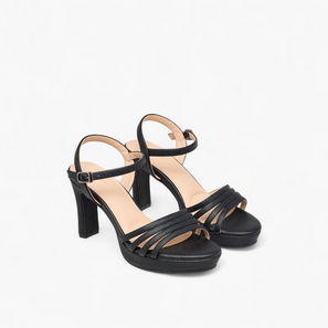 Flora Bella Textured Block Heel Sandals with Buckle Closure-women-shoes-sandals-image-1
