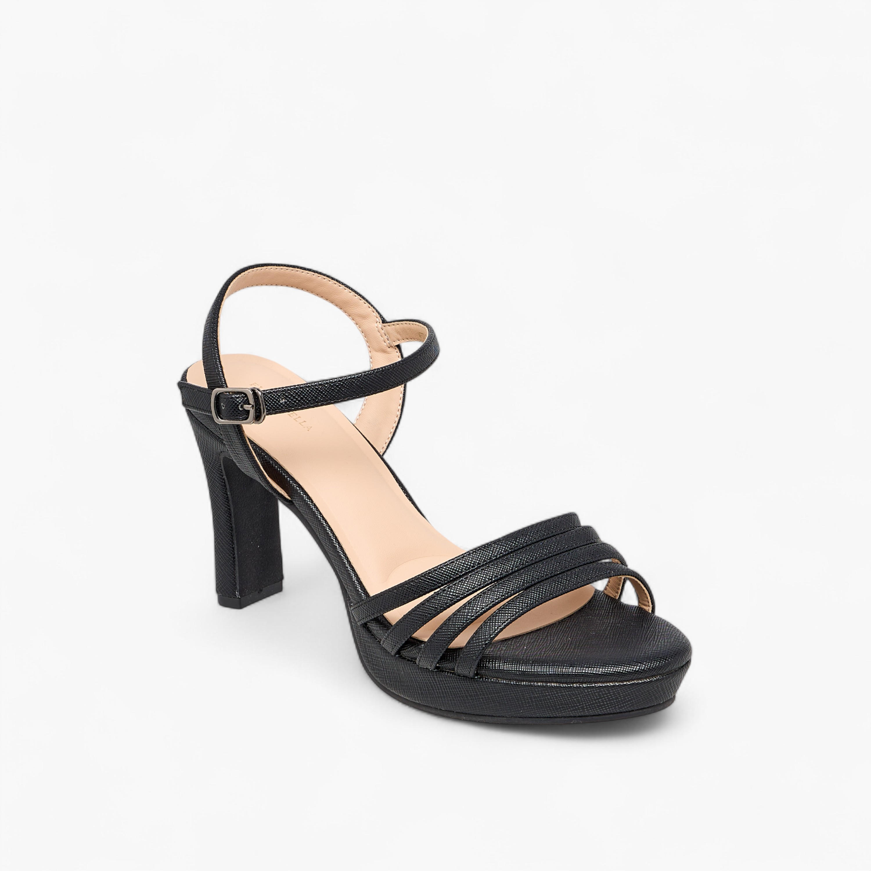 Flora Bella Textured Block Heel Sandals with Buckle Closure-women-shoes-sandals-heeled-image-2