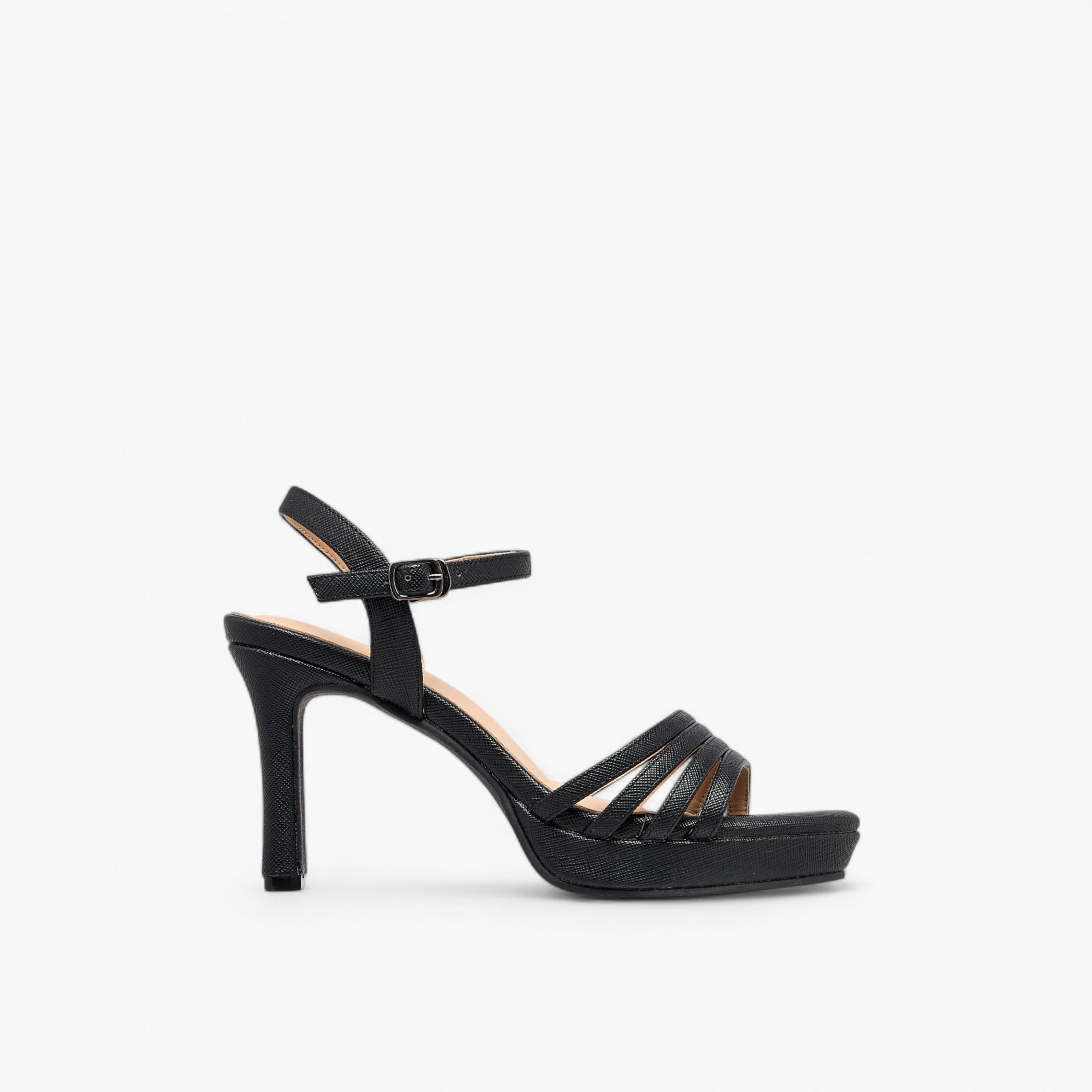Flora Bella Textured Block Heel Sandals with Buckle Closure-women-shoes-sandals-heeled-image-3