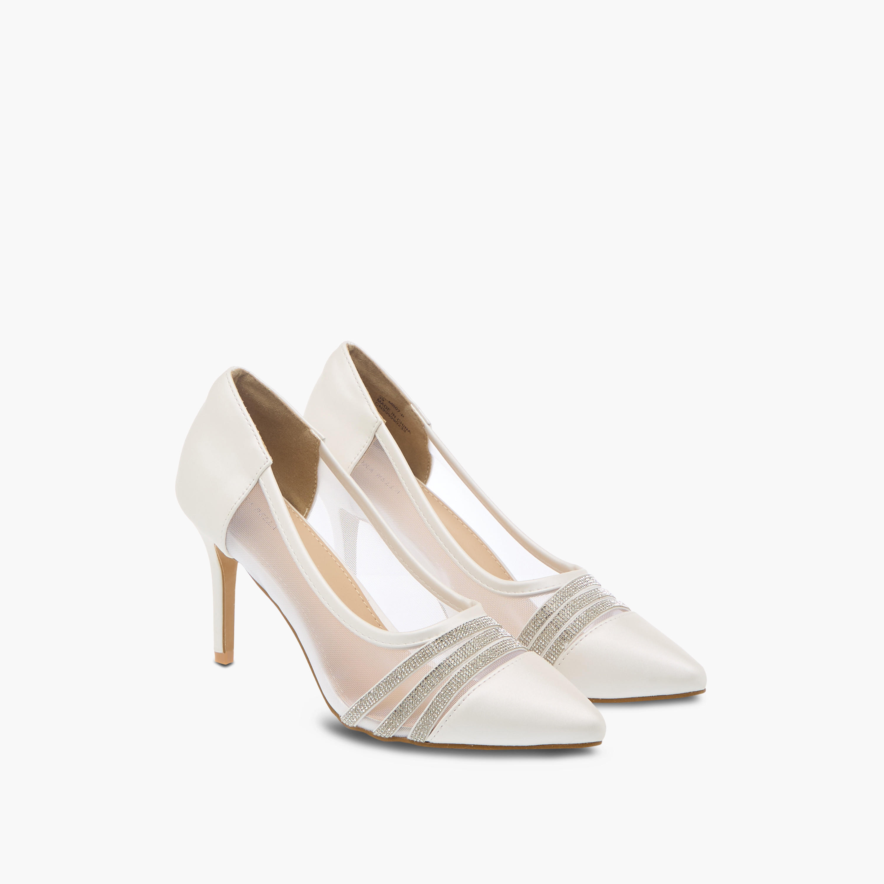 Flora Bella Women's Metallic Stilettos with Rhinestones and Slip-On Closure-women-shoes-heels-image-1