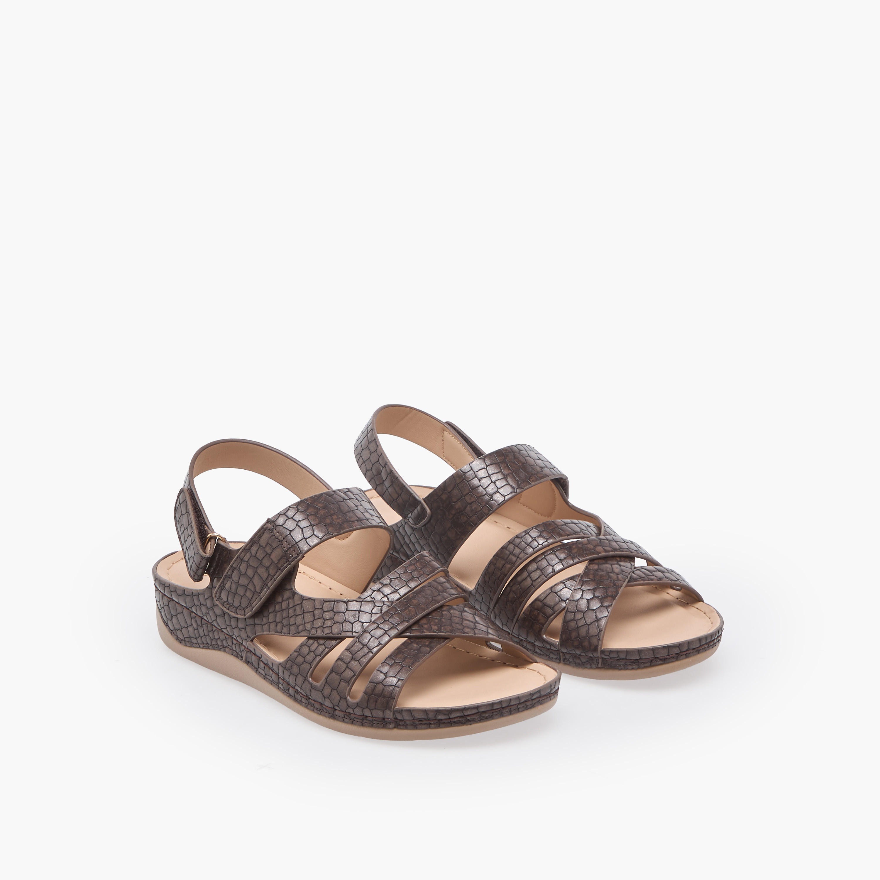 Flora Bella Women Textured Hook & Loop Sandals-women-shoes-sandals-heeled-image-1