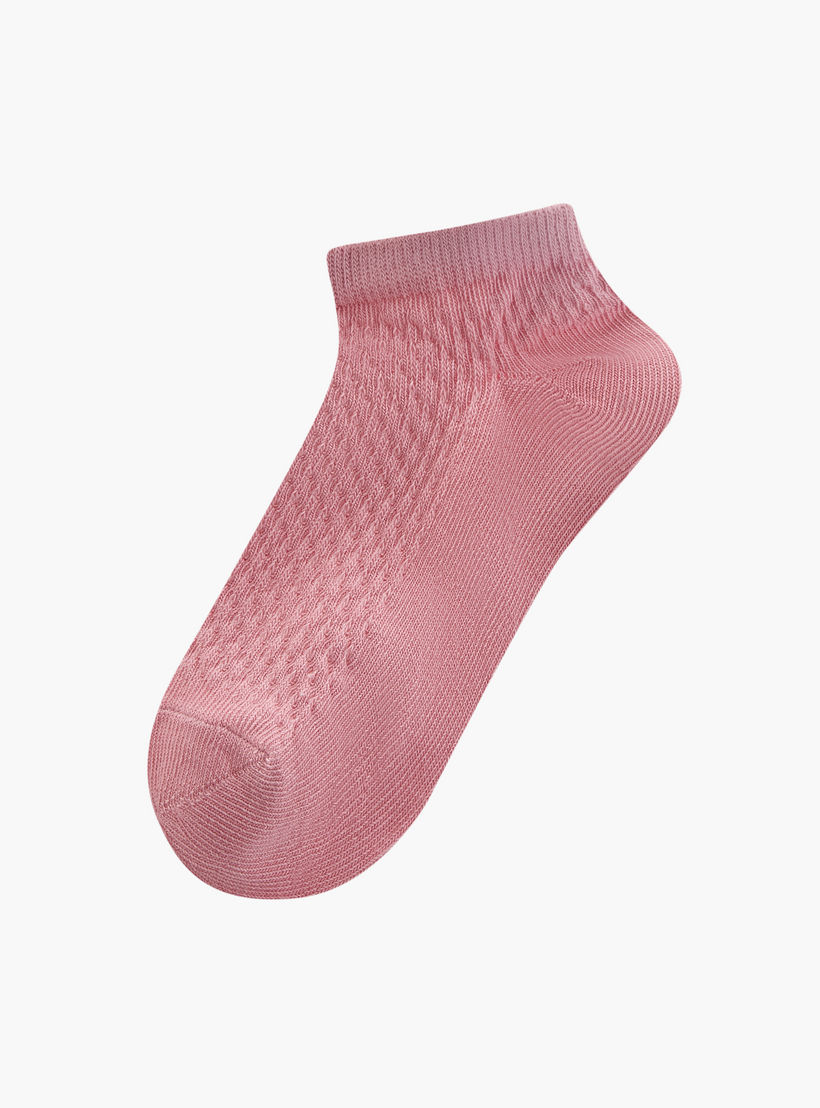 Little Missy Textured Ankle Length Socks - Set of 5-girls-accessories-socks-image-2
