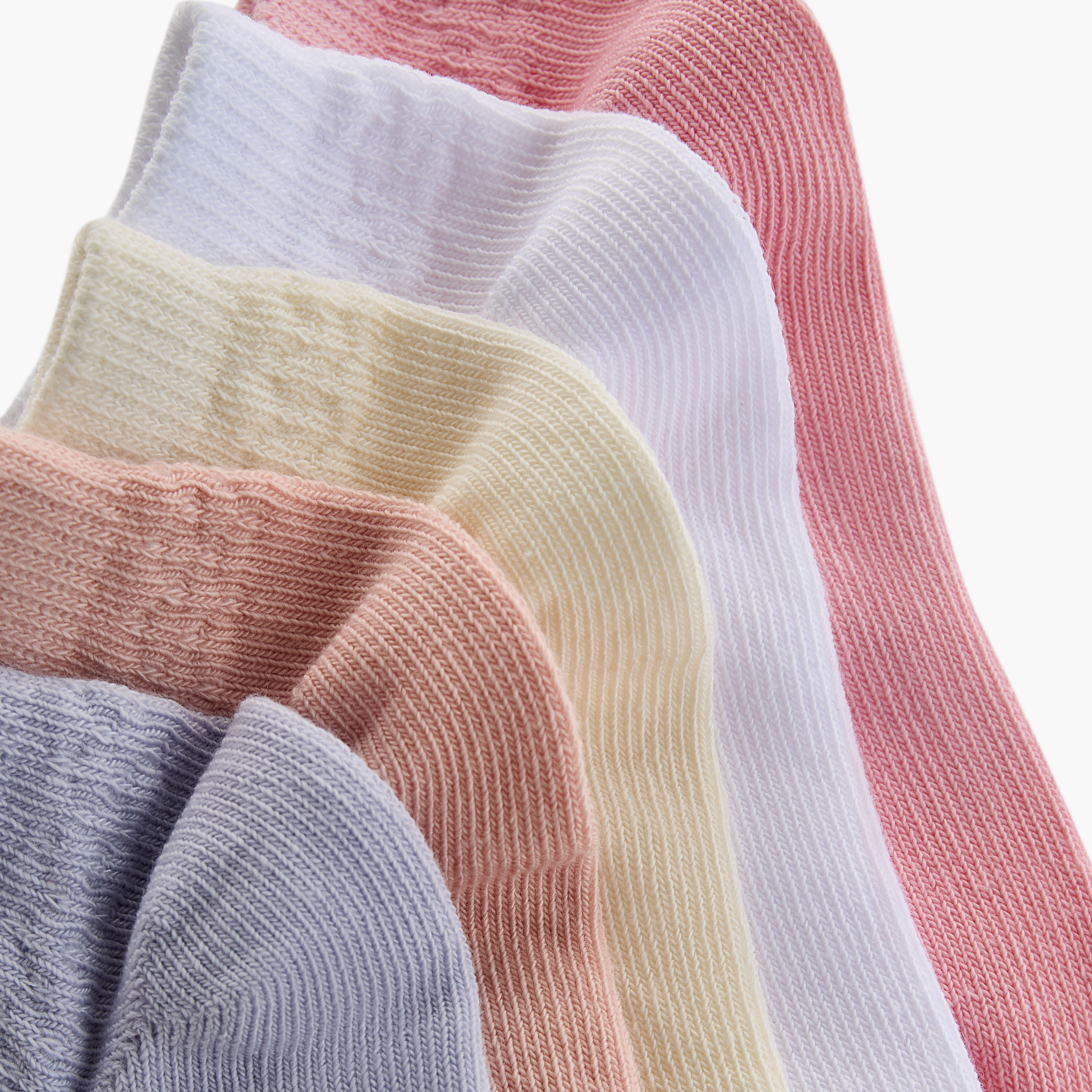 Little Missy Textured Ankle Length Socks - Set of 5-girls-accessories-socks-image-4