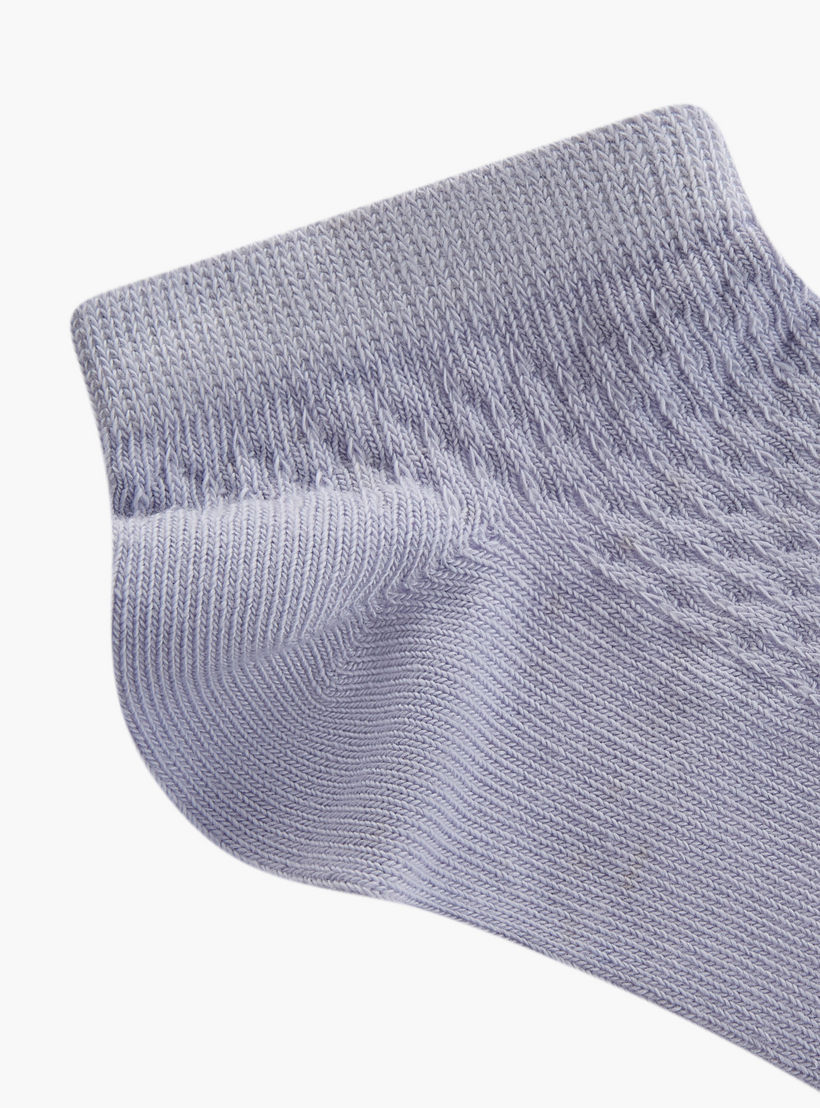 Little Missy Textured Ankle Length Socks - Set of 5-girls-accessories-socks-image-5
