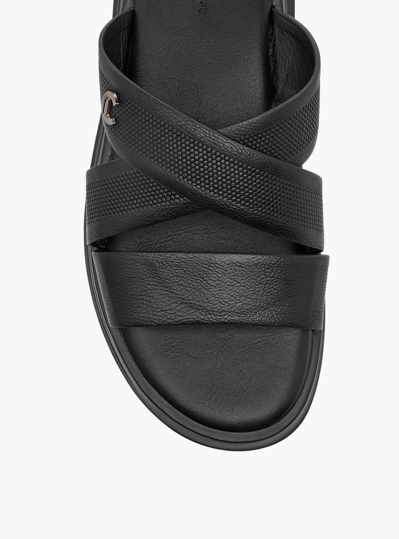 Le Confort Textured Cross Strap Slip-On Comfort Sandals-men-shoes-sandals-image-4