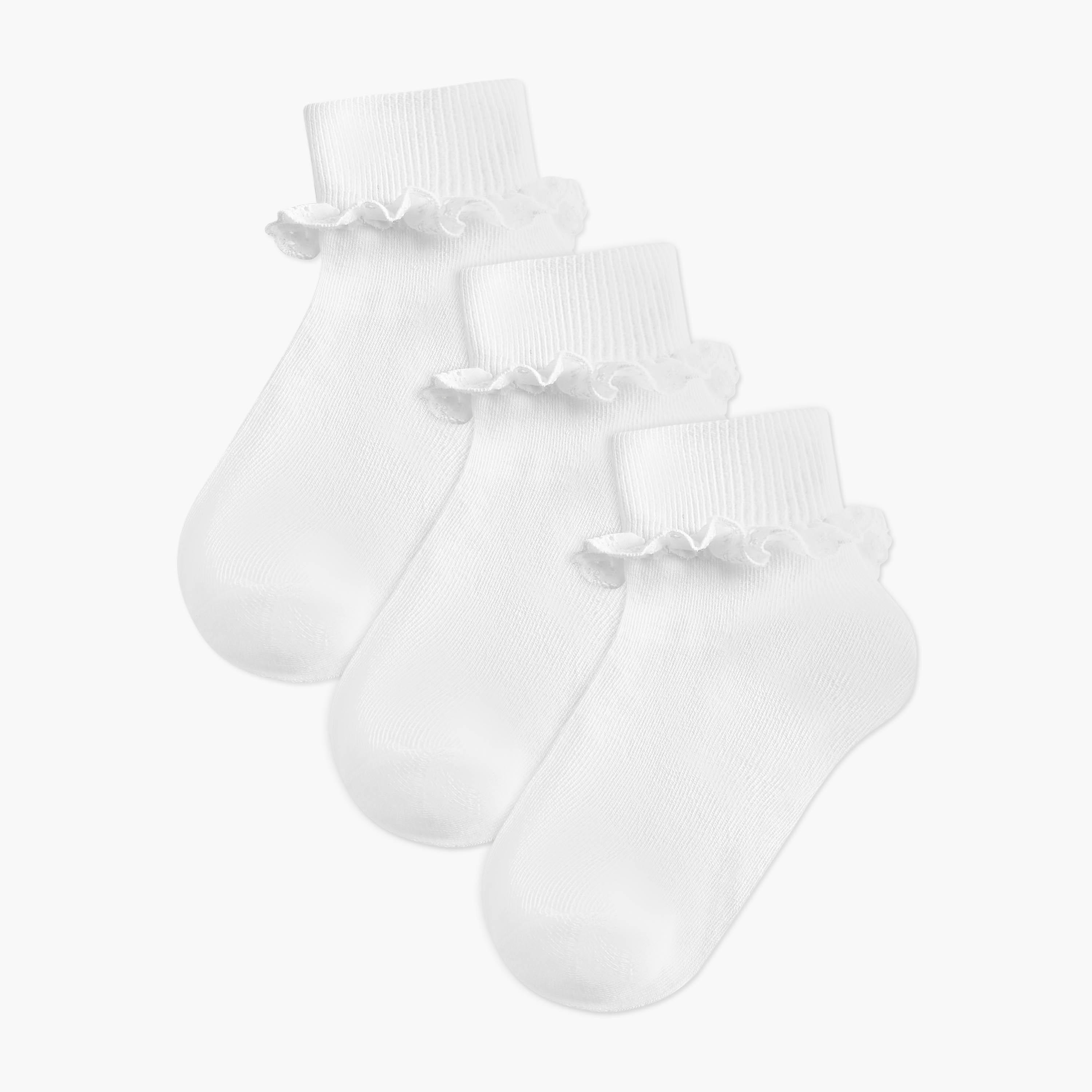 طقم جوارب بتفاصيل كشكشة 3 أزواج للبنات من سيليست-girls-accessories-socks-image-1