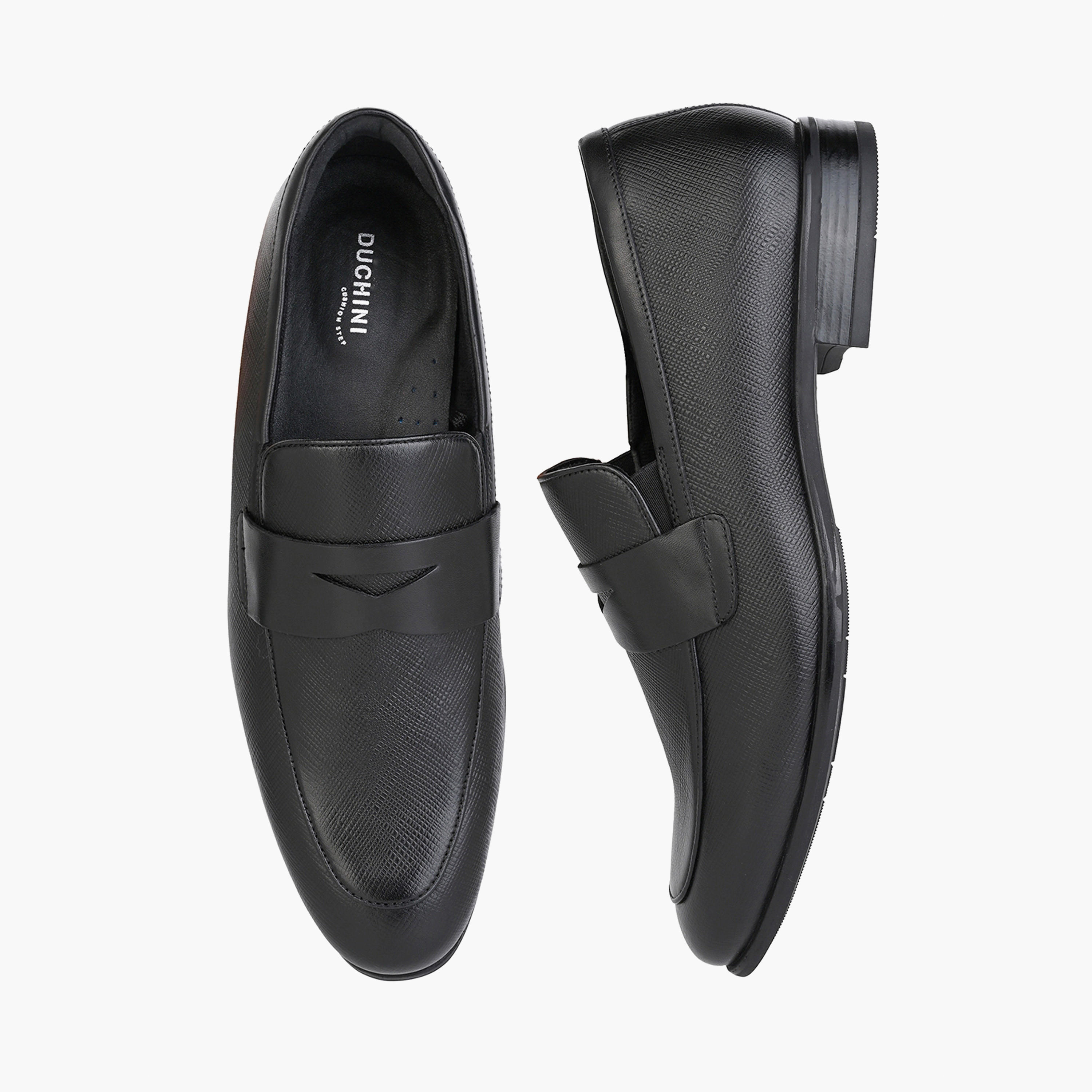 Duchini Men Textured Genuine Leather Loafers-men-shoes-loafersandmoccasins-image-1