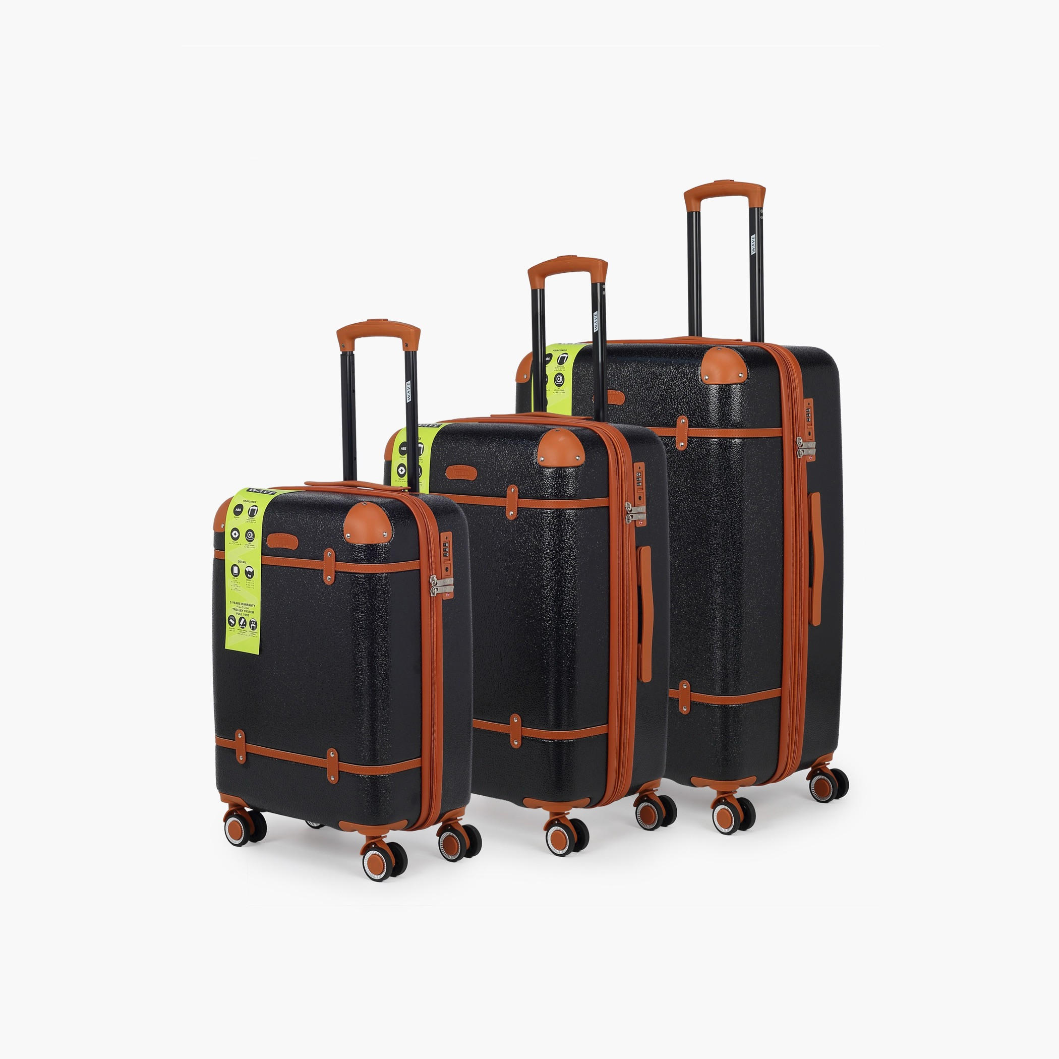 WAVE 3-Piece Hardcase Luggage Trolley Set with Lock-travel-luggagesandbags-luggage-image-1