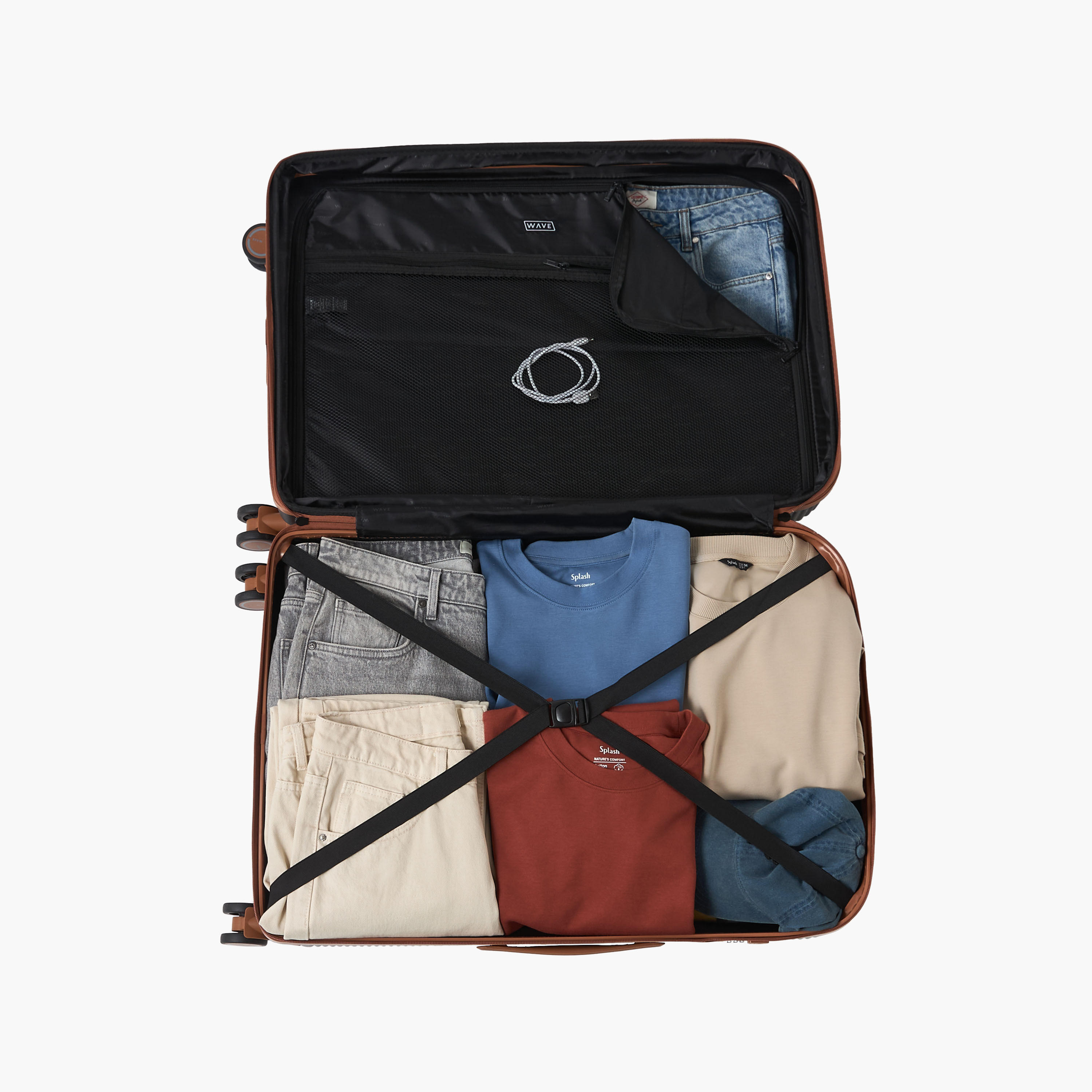 WAVE 3-Piece Textured Hardcase Luggage Trolley with Retractable Handle Set-travel-luggagesandbags-luggage-image-12