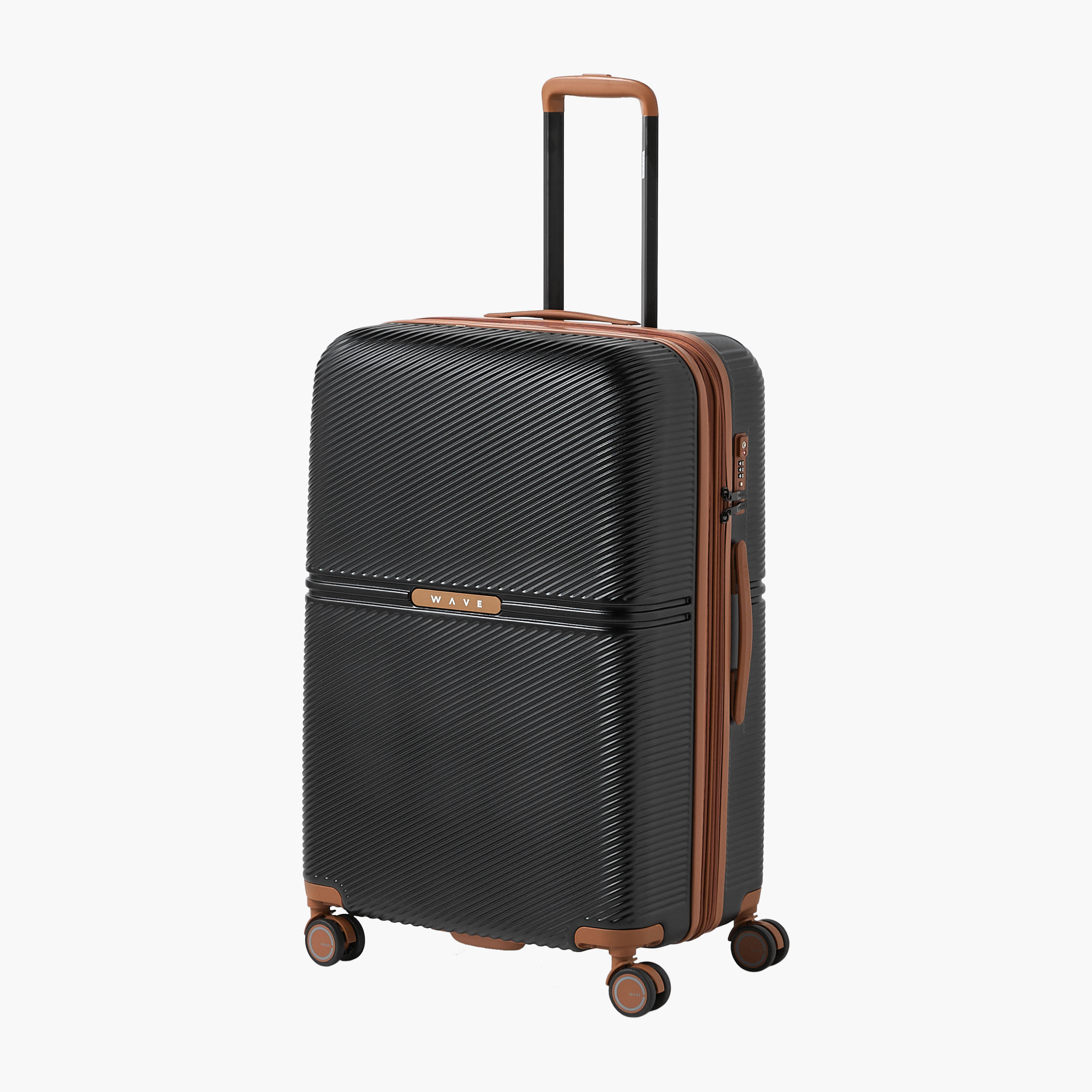 WAVE 3-Piece Textured Hardcase Luggage Trolley with Retractable Handle Set-travel-luggagesandbags-luggage-image-4