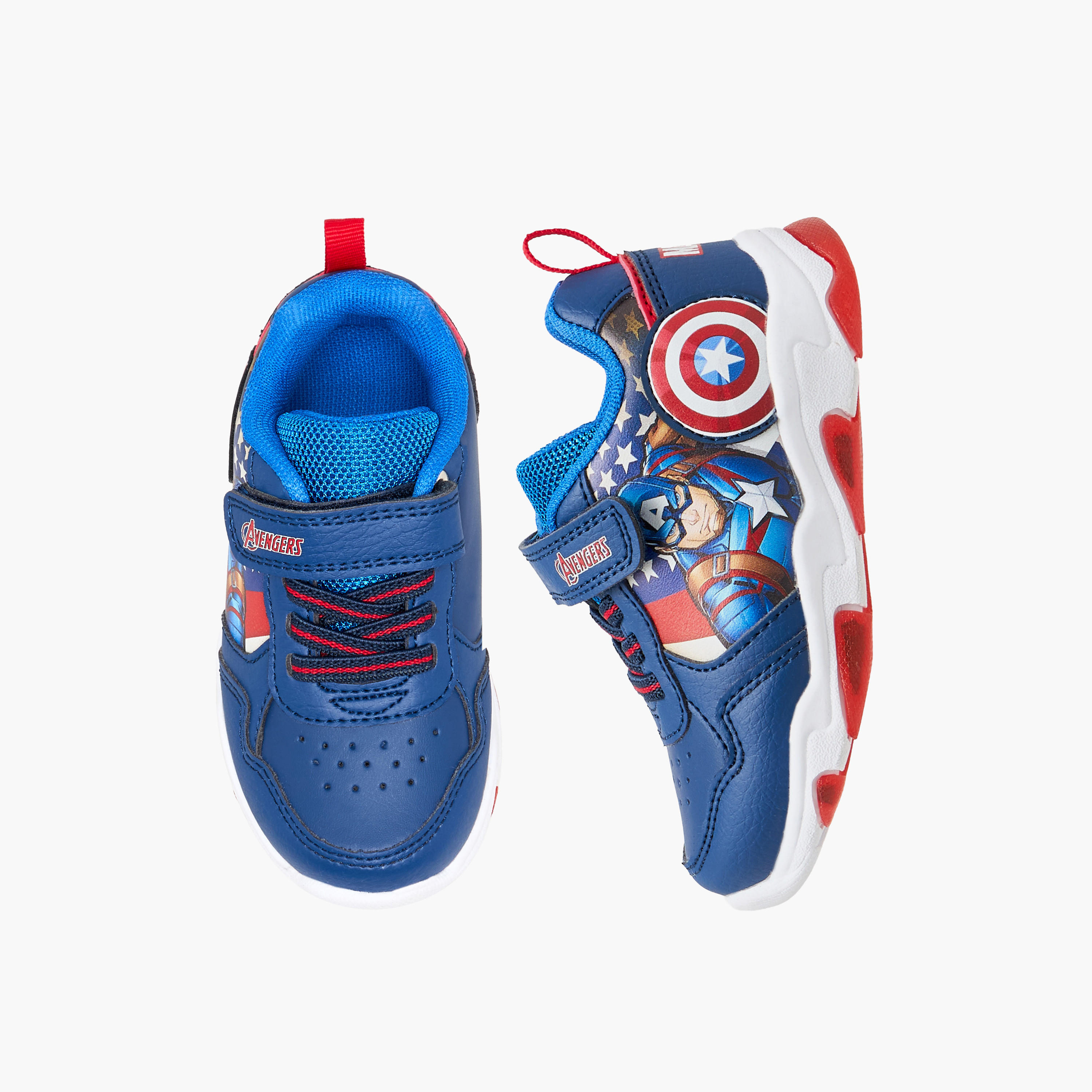 Marvel Boys Avengers Print Hook & Loop Light-Up Sneakers-boys-shoes-sneakers-image-1