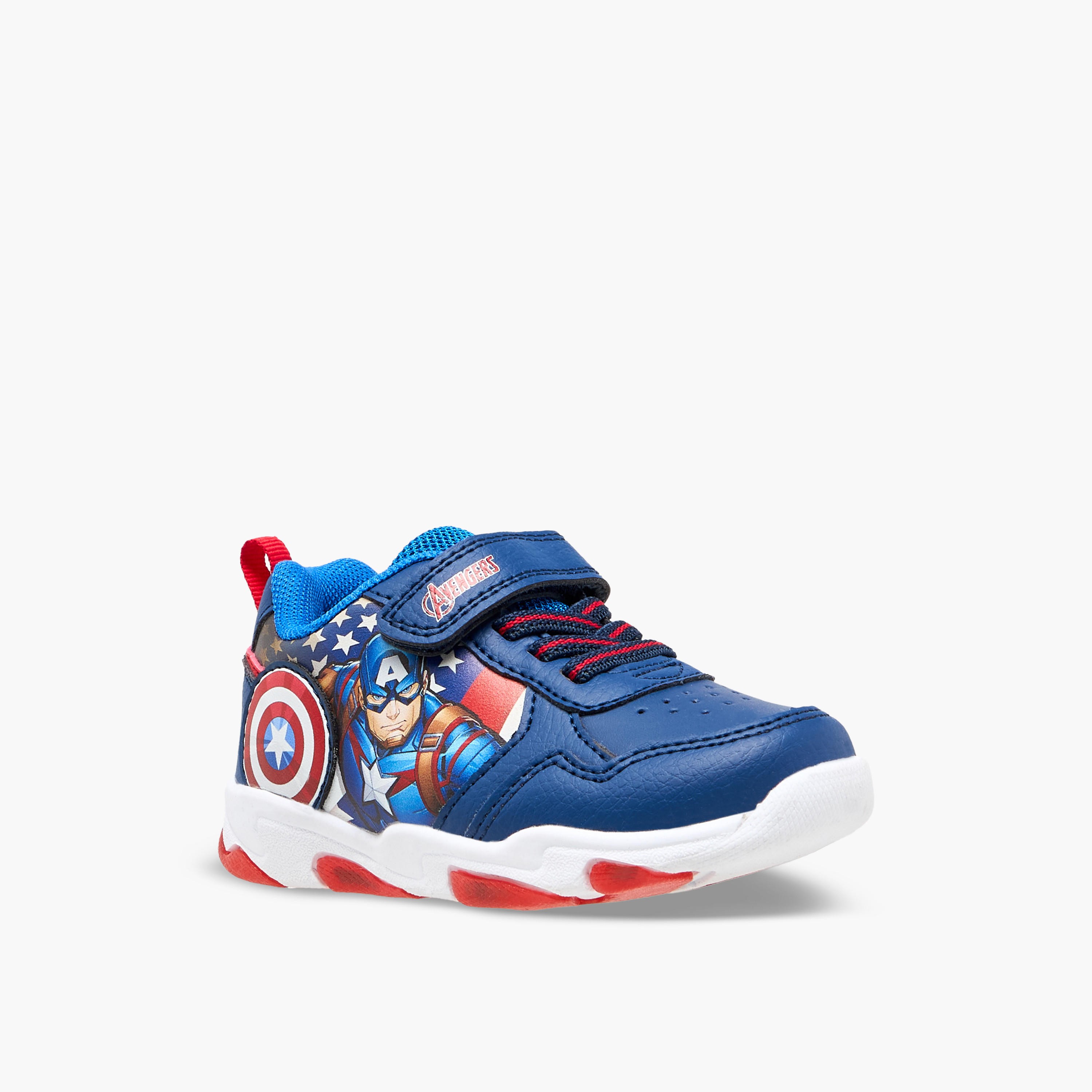 Marvel Boys Avengers Print Hook & Loop Light-Up Sneakers-boys-shoes-sneakers-image-2