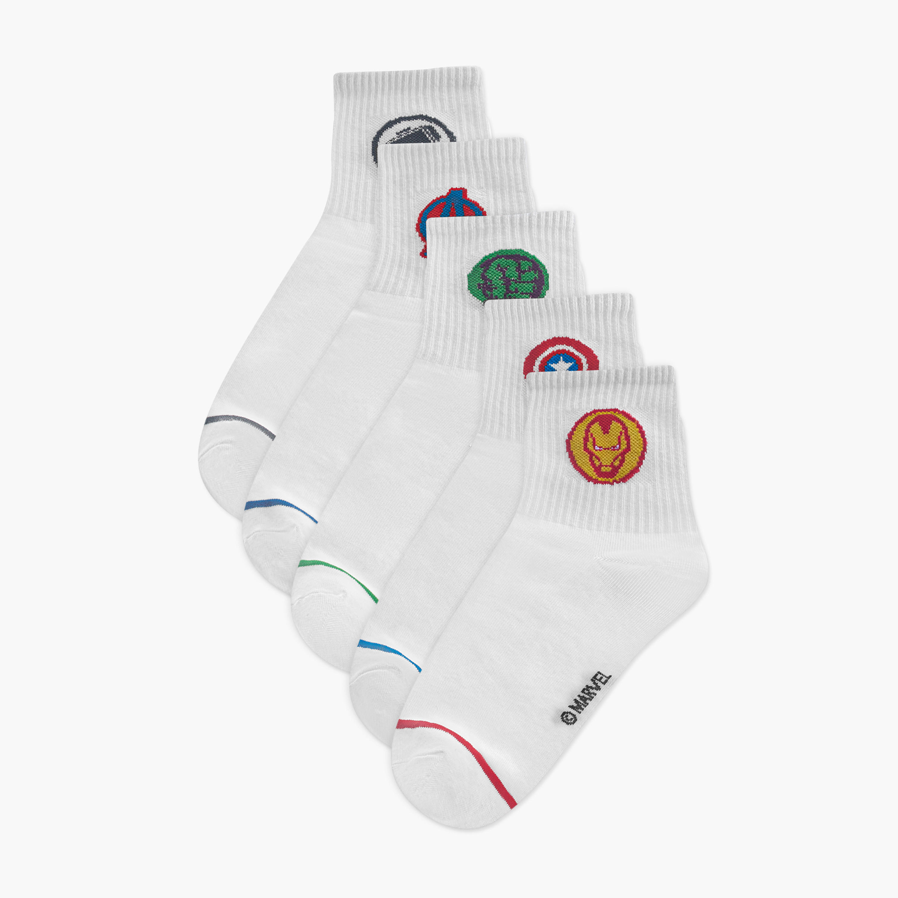 طقم جوارب رياضية بطول الكاحل 5 قطع غير وبريّة بطبعات مارفل-men-socks-image-1