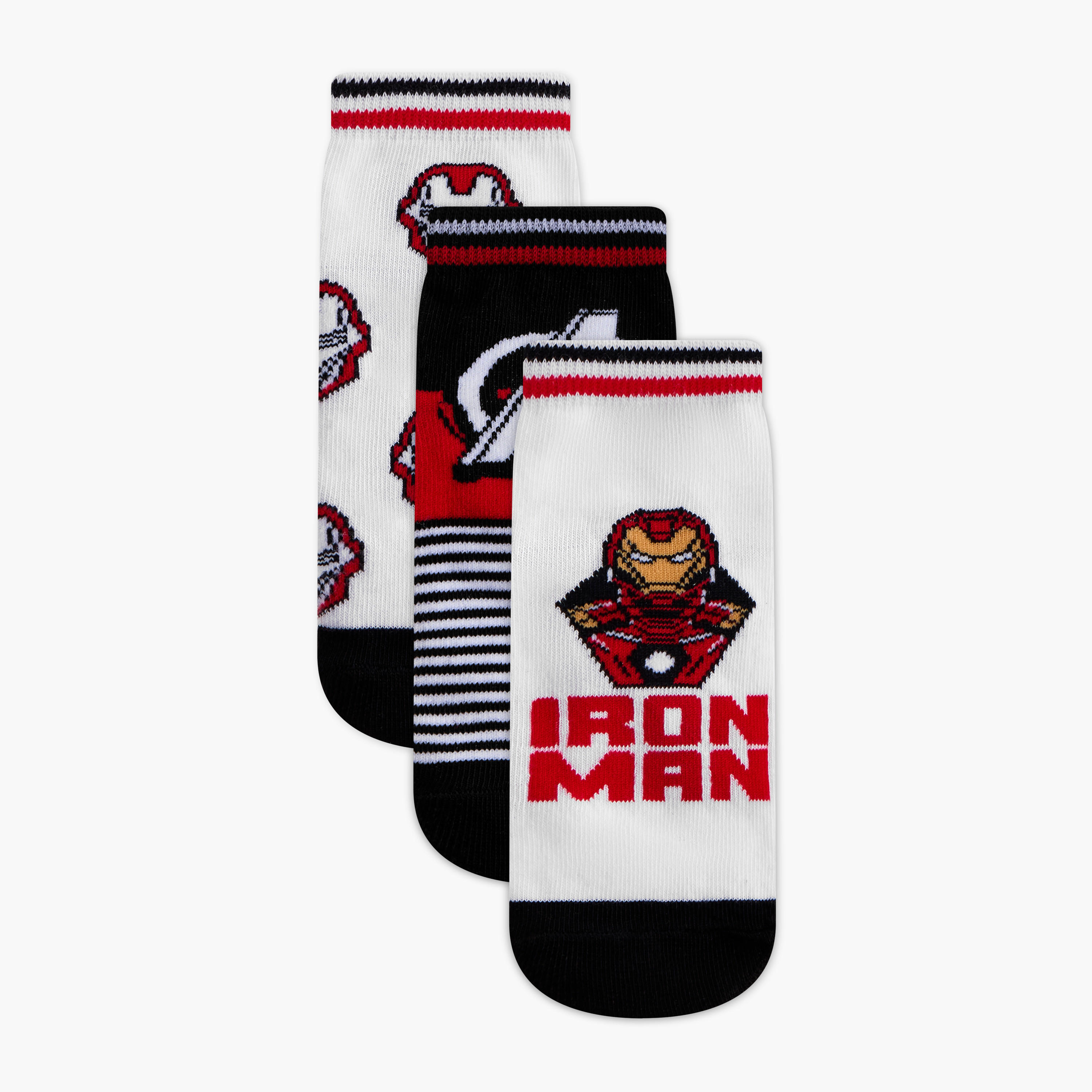 طقم جوارب غير تيري طول الكاحل 3 أزواج بطبعات من مارفل-boys-accessories-socks-image-1
