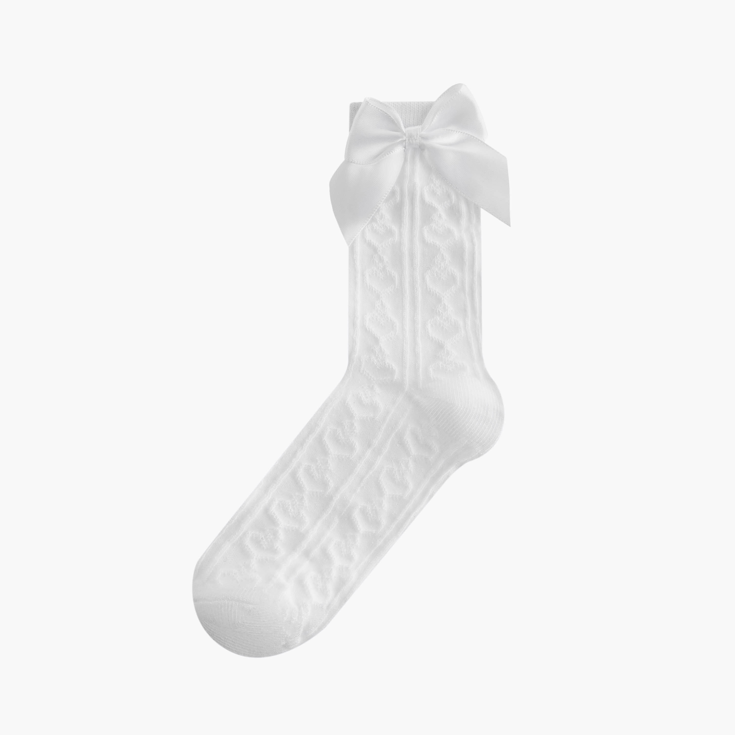 Juniors Textured Ankle Length Socks with Bow Detail - Set of 5-girls-accessories-socks-image-2