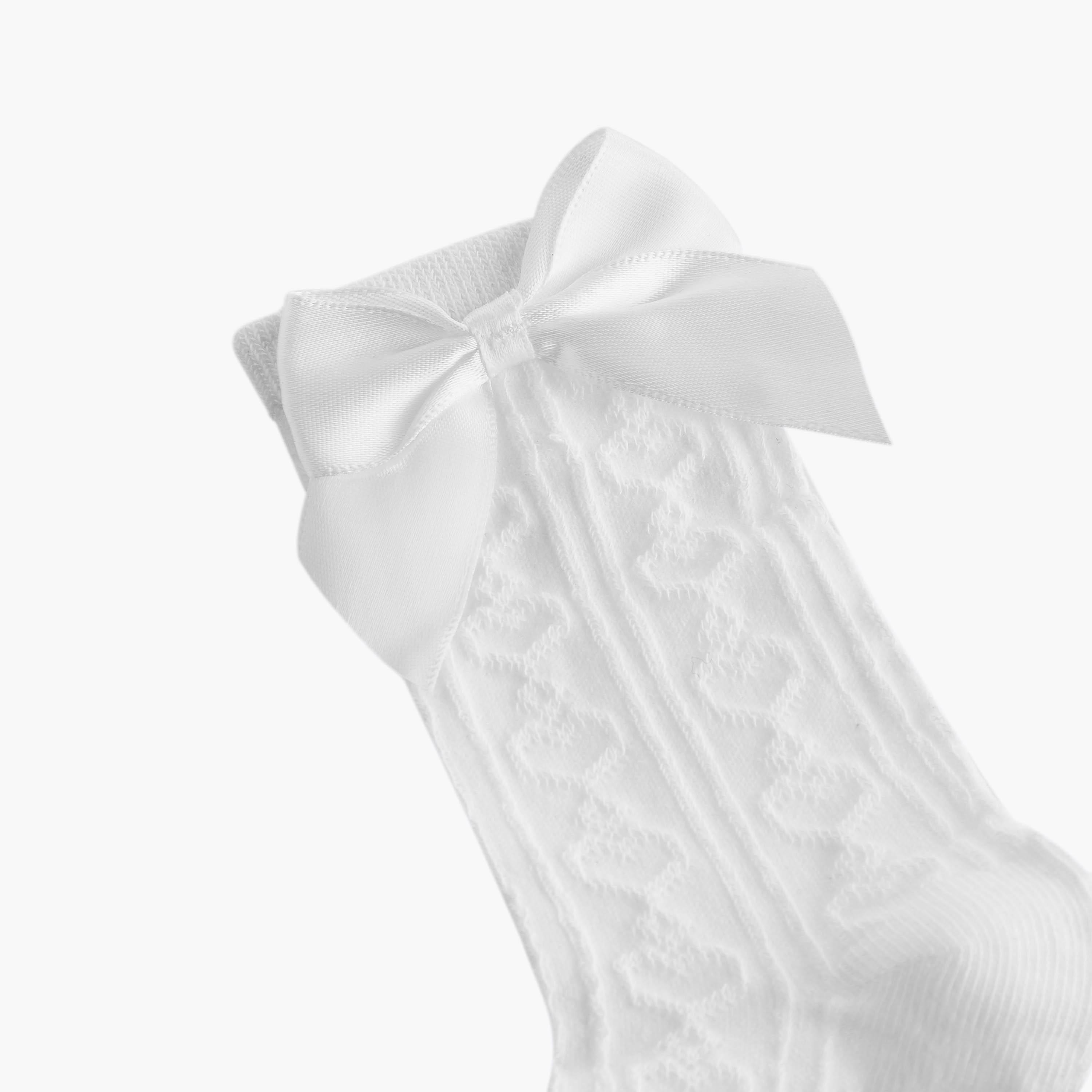 Juniors Textured Ankle Length Socks with Bow Detail - Set of 5-girls-accessories-socks-image-3