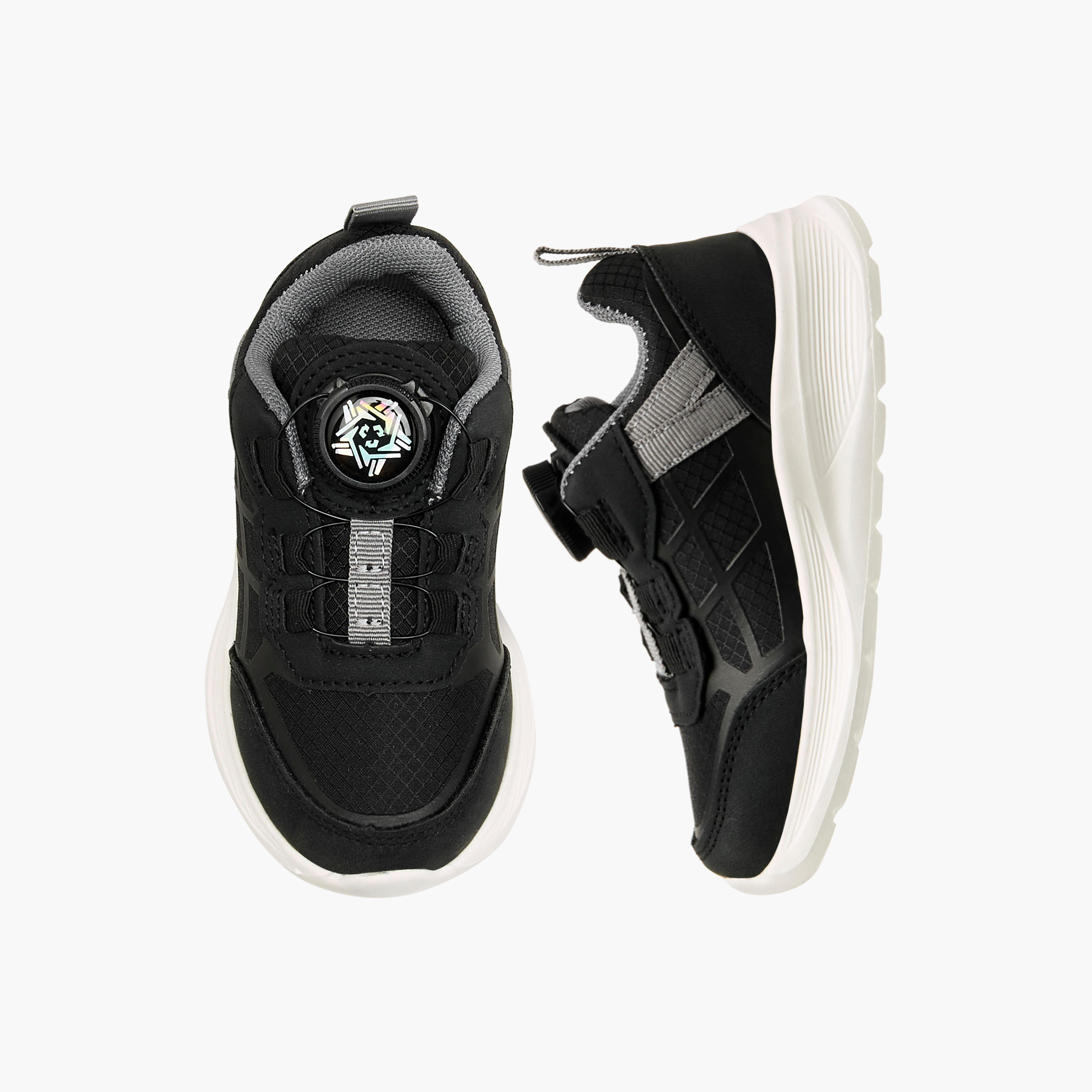Juniors Panelled Sneakers with Rotating Buckle Closure-boys-shoes-sneakers-image-1