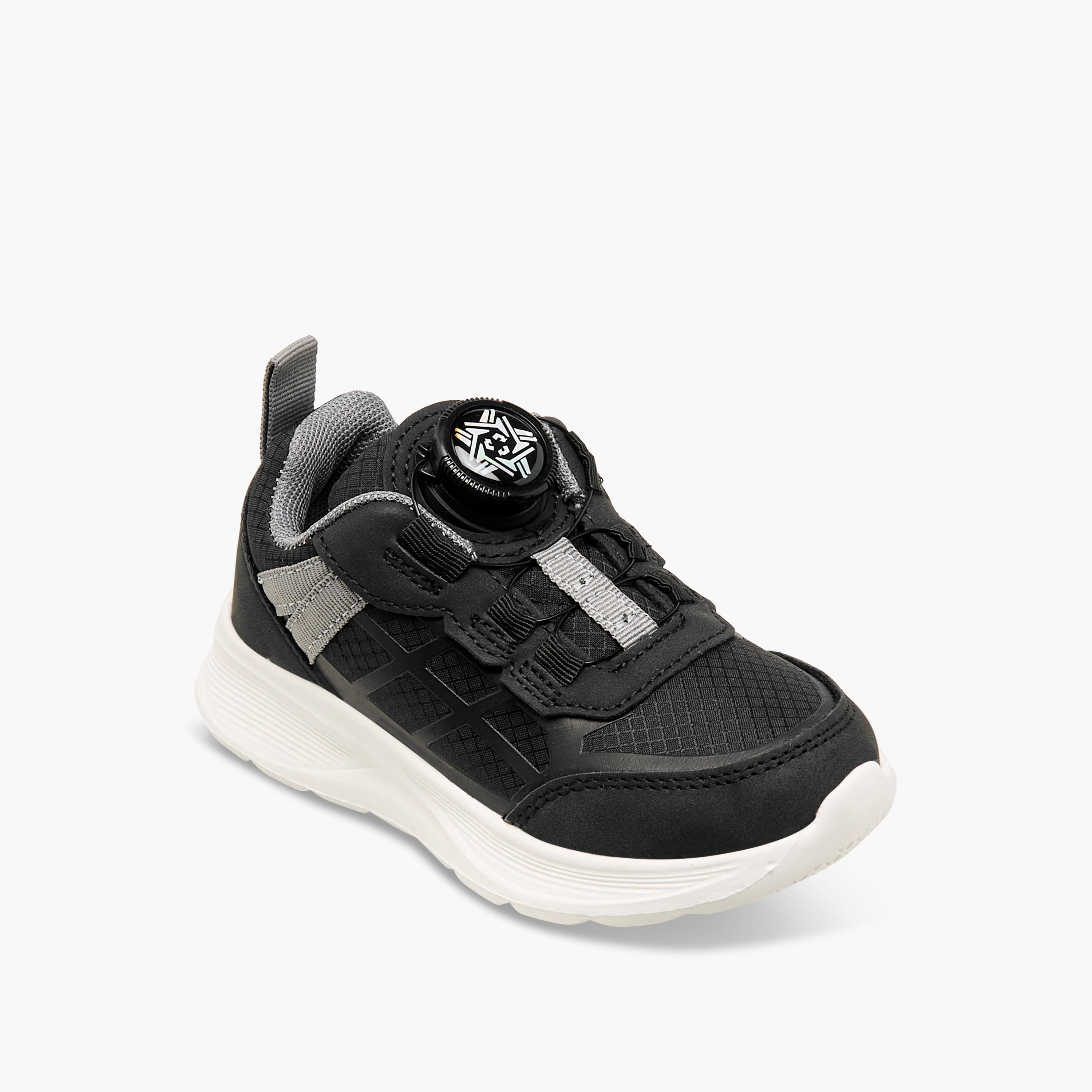Juniors Panelled Sneakers with Rotating Buckle Closure-boys-shoes-sneakers-image-2
