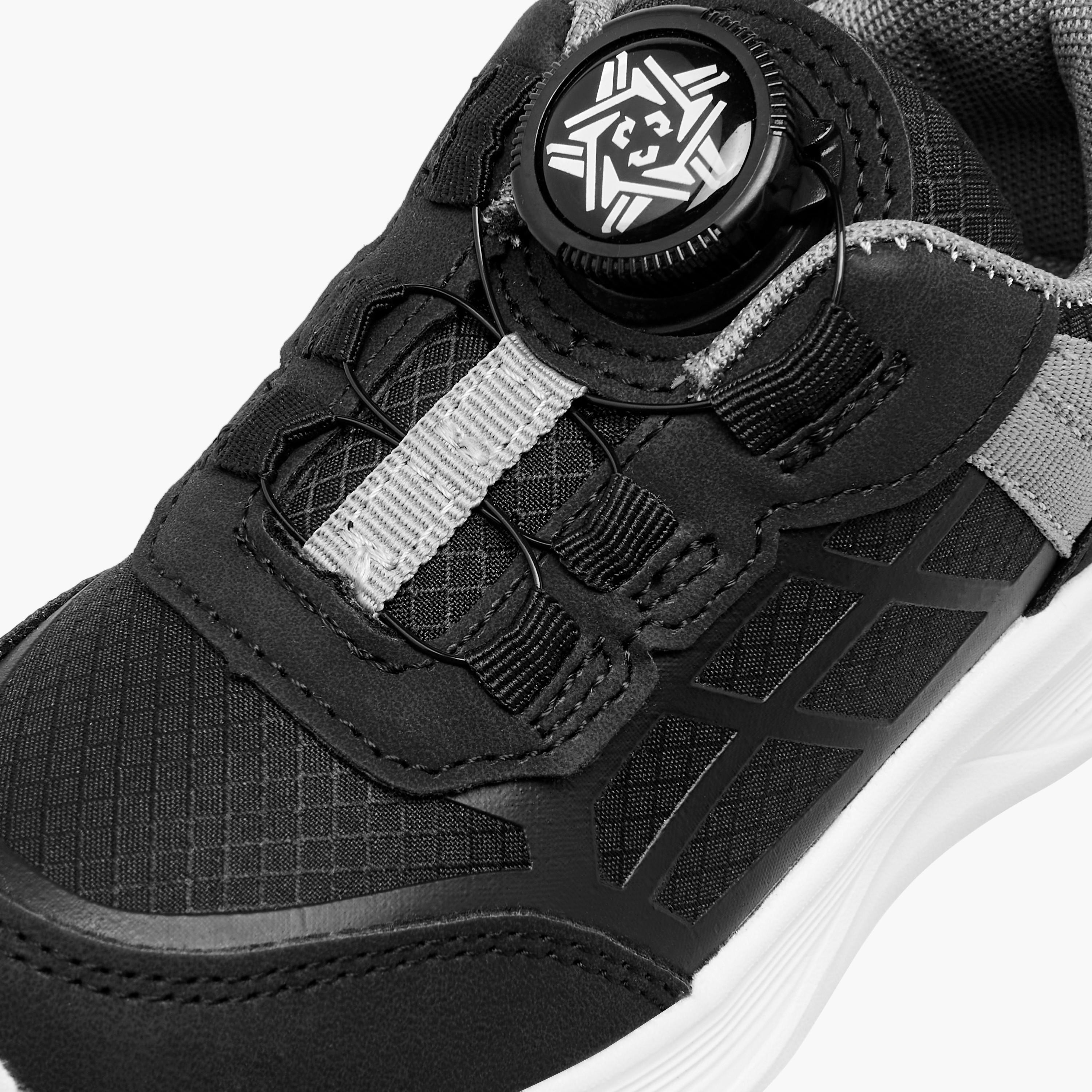 Juniors Panelled Sneakers with Rotating Buckle Closure-boys-shoes-sneakers-image-4