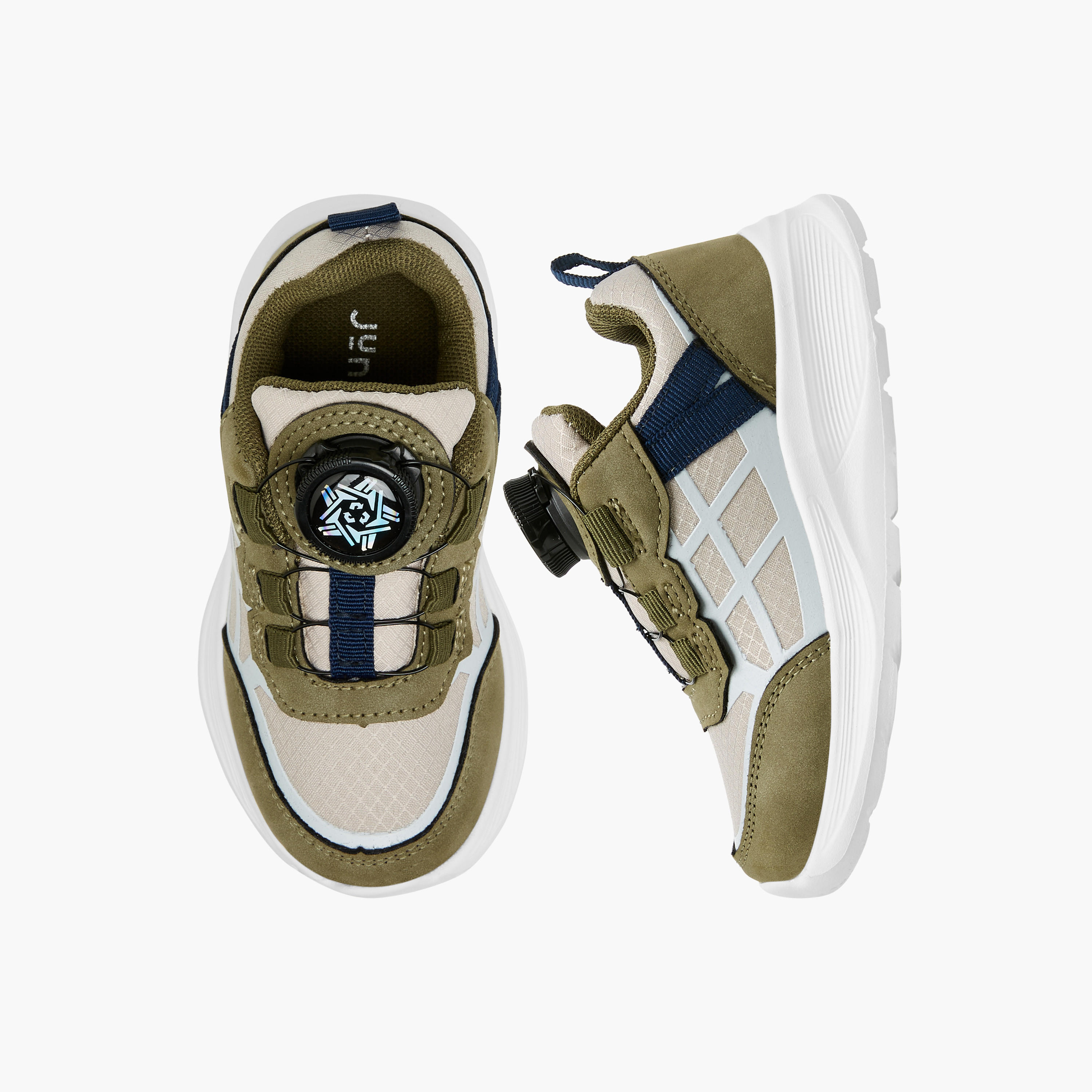 Juniors Panelled Sneakers with Rotating Buckle Closure-boys-shoes-sneakers-image-1