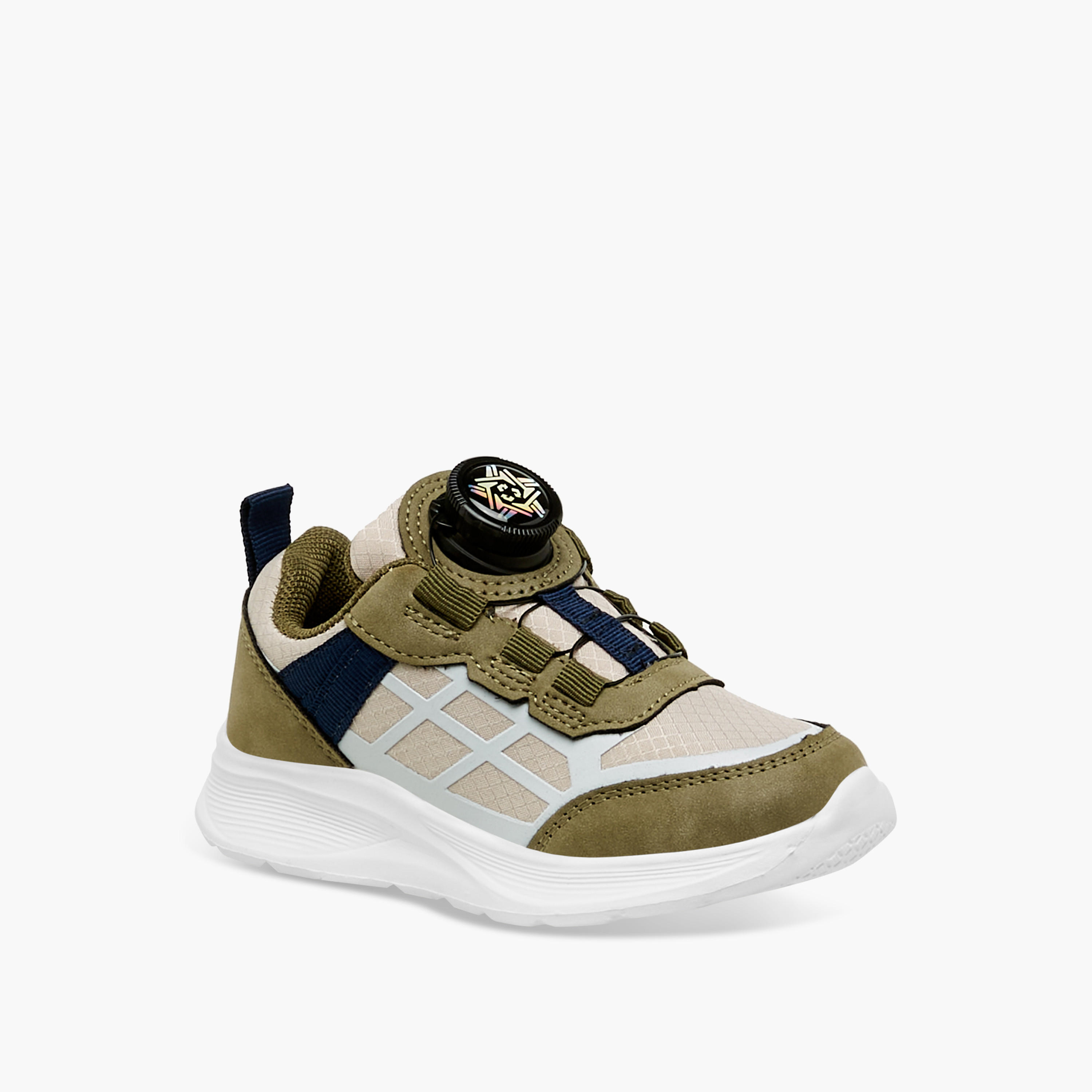 Juniors Panelled Sneakers with Rotating Buckle Closure-boys-shoes-sneakers-image-2
