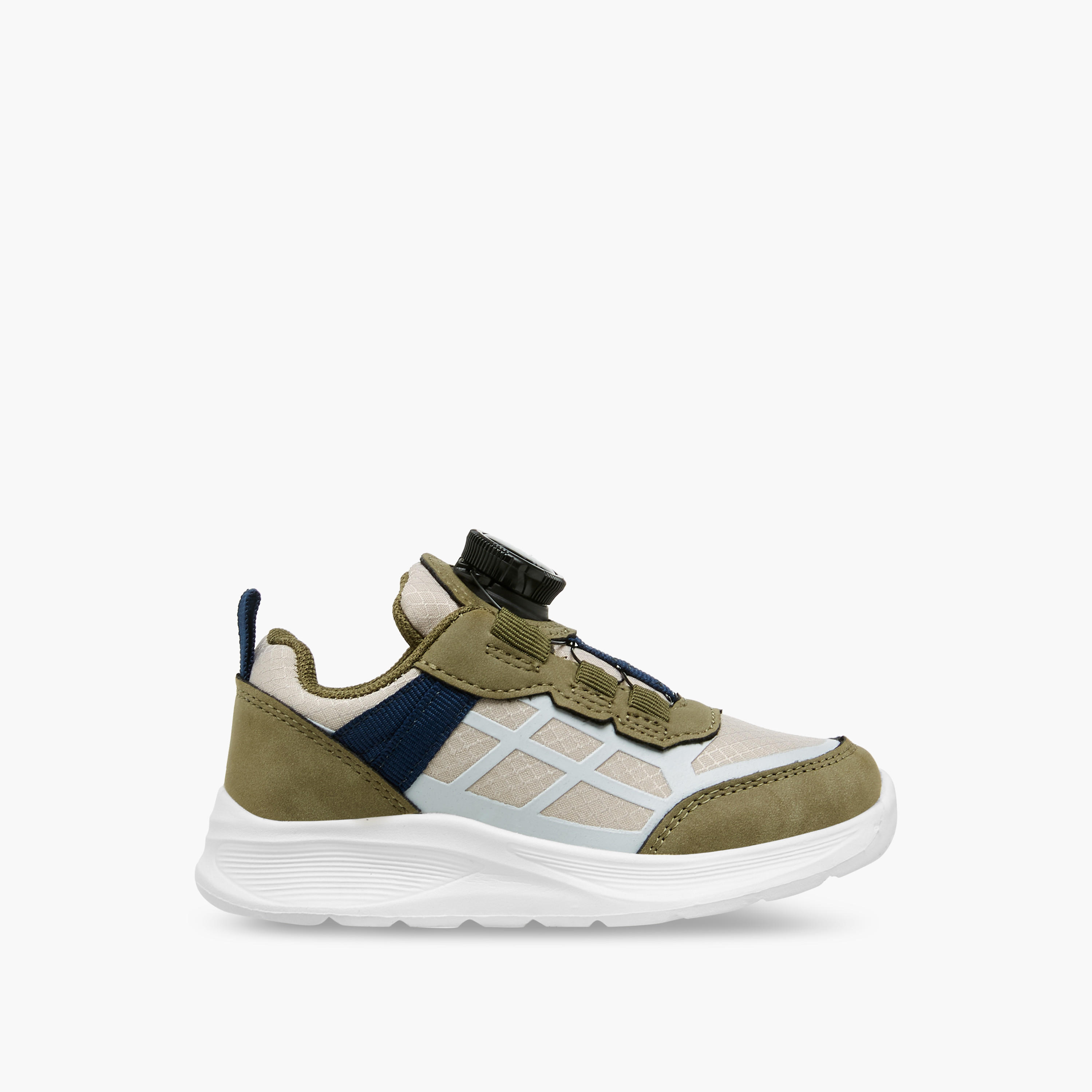Juniors Panelled Sneakers with Rotating Buckle Closure-boys-shoes-sneakers-image-3