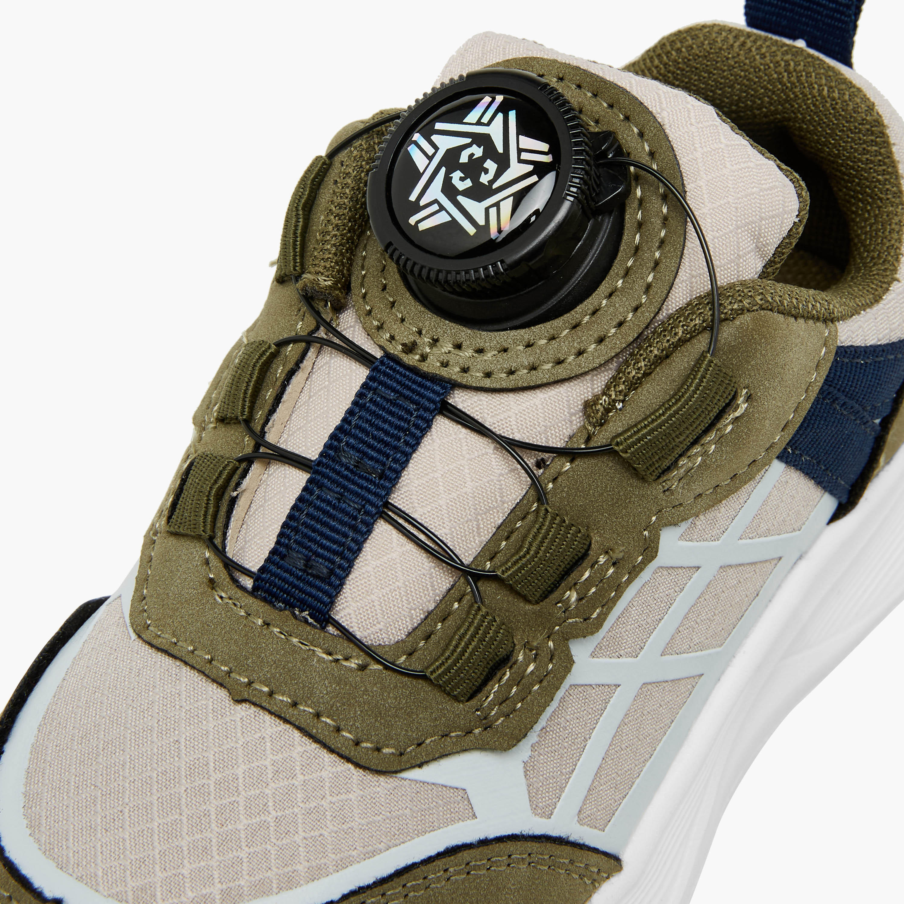 Juniors Panelled Sneakers with Rotating Buckle Closure-boys-shoes-sneakers-image-4