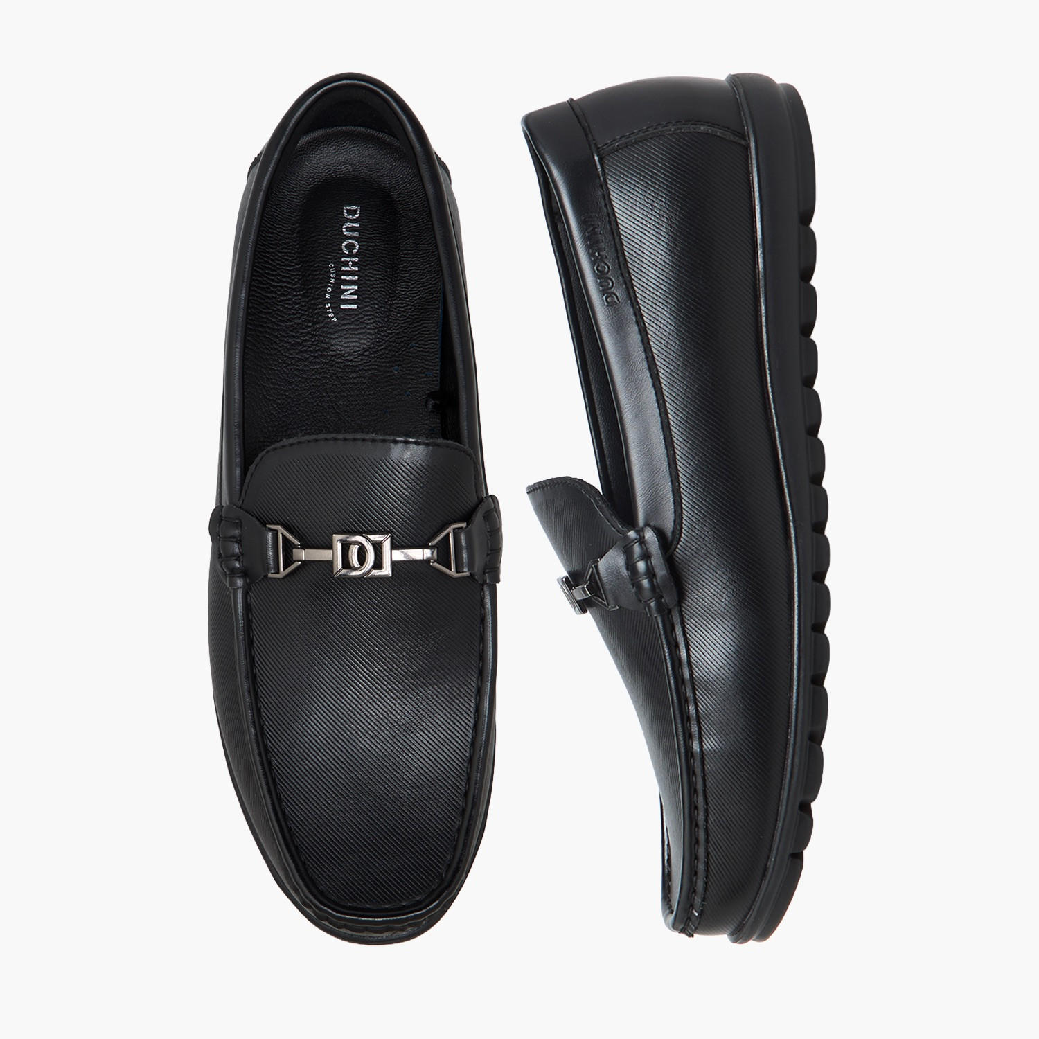 Duchini Men Metallic Accent Slip-On Loafers-men-shoes-formalshoes-image-1