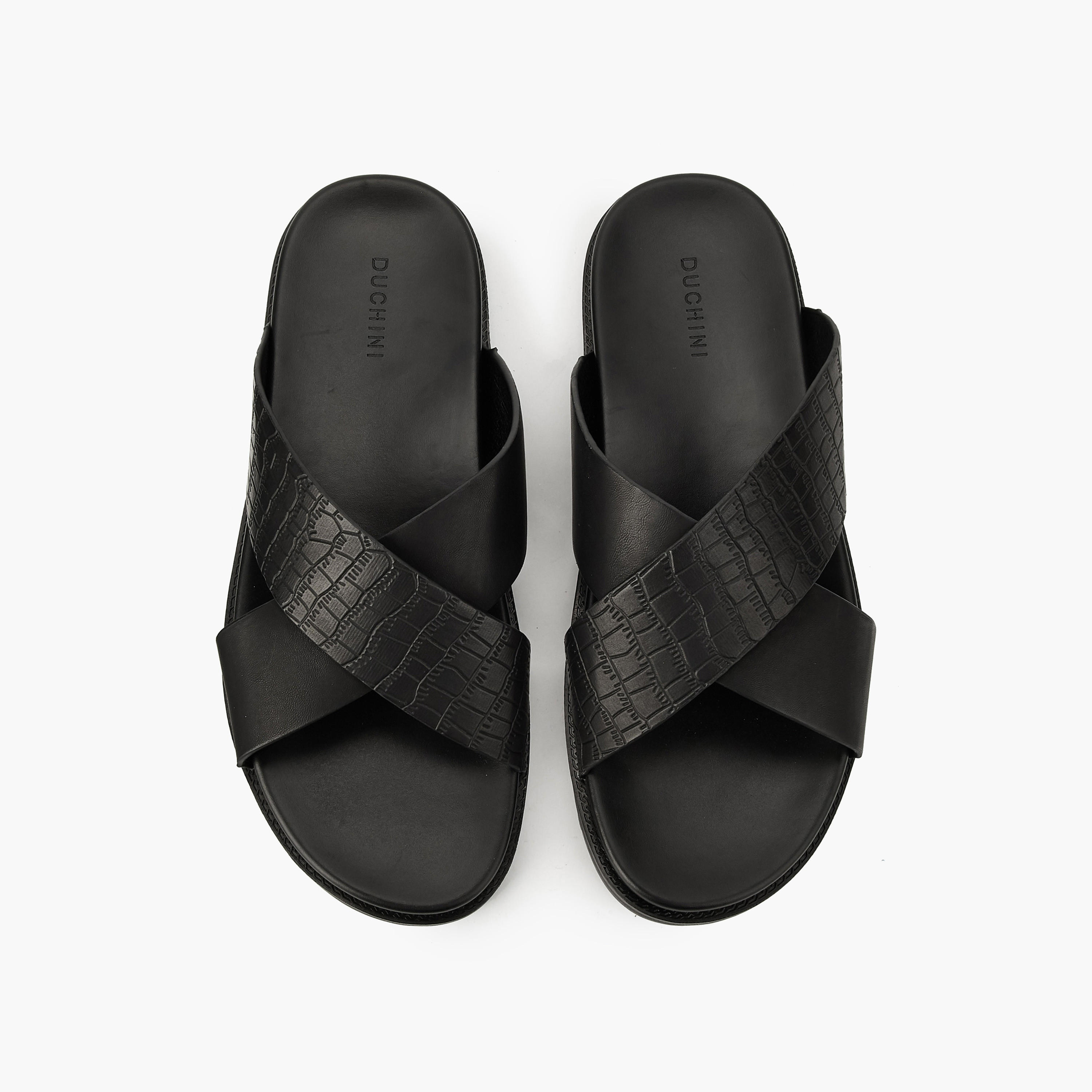Duchini Men Slip-On Cross Strap Sandals-men-shoes-sandals-image-1