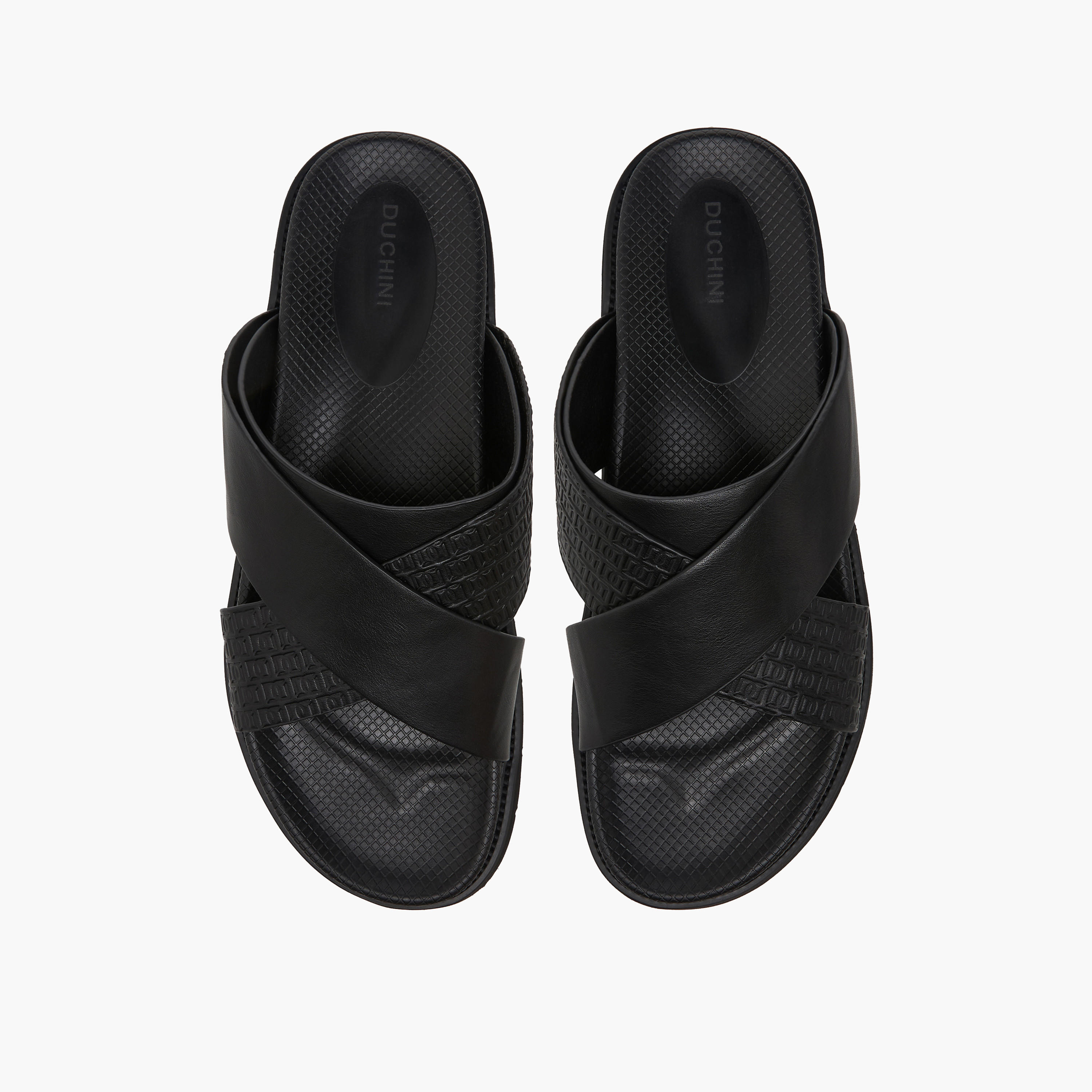 صندل مريح بحزام متقاطع مونوجرام بارز الملمس للرجال من دوتشيني-men-shoes-sandals-image-1
