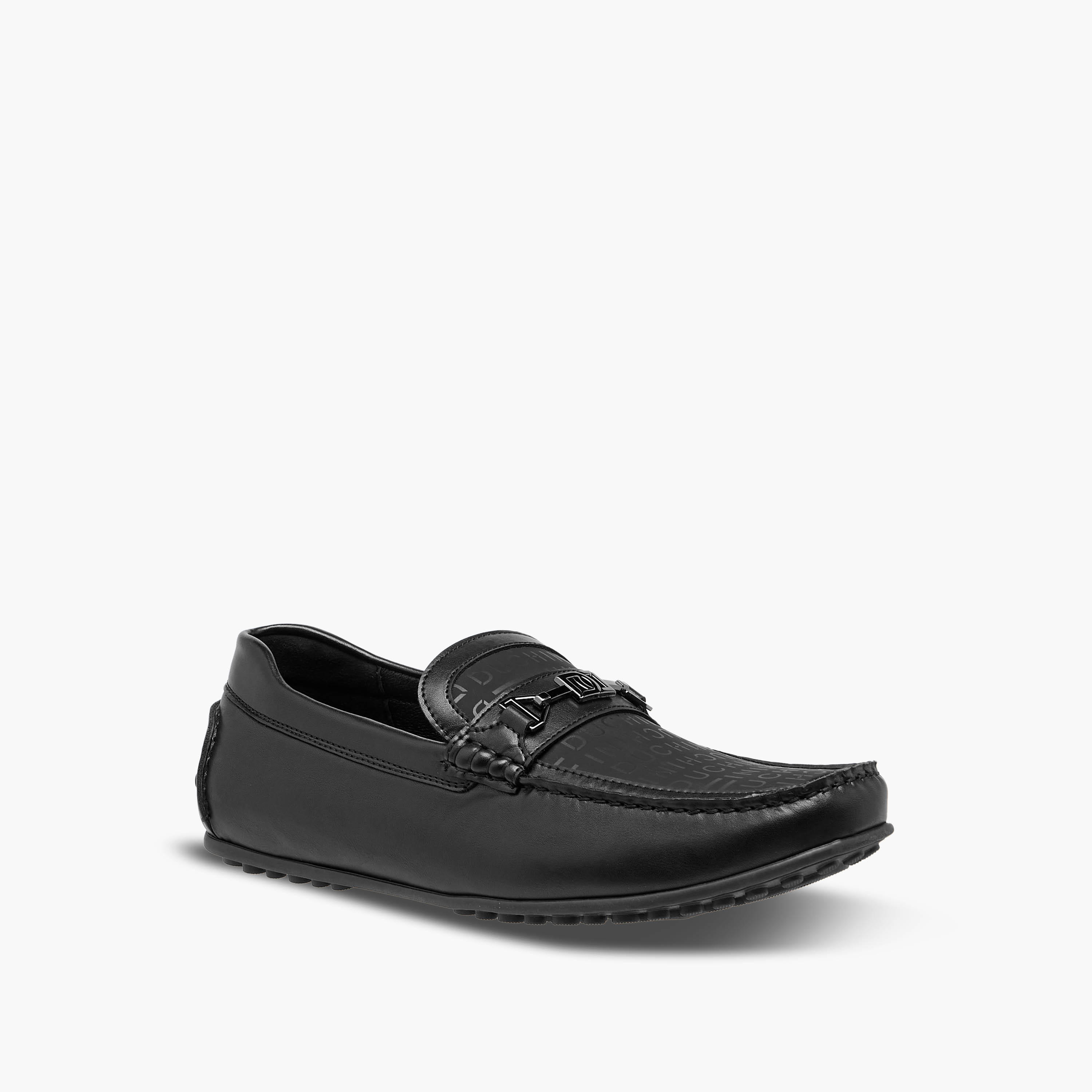 Duchini Men Monogram Print Slip-On Moccasins-men-shoes-formalshoes-image-2