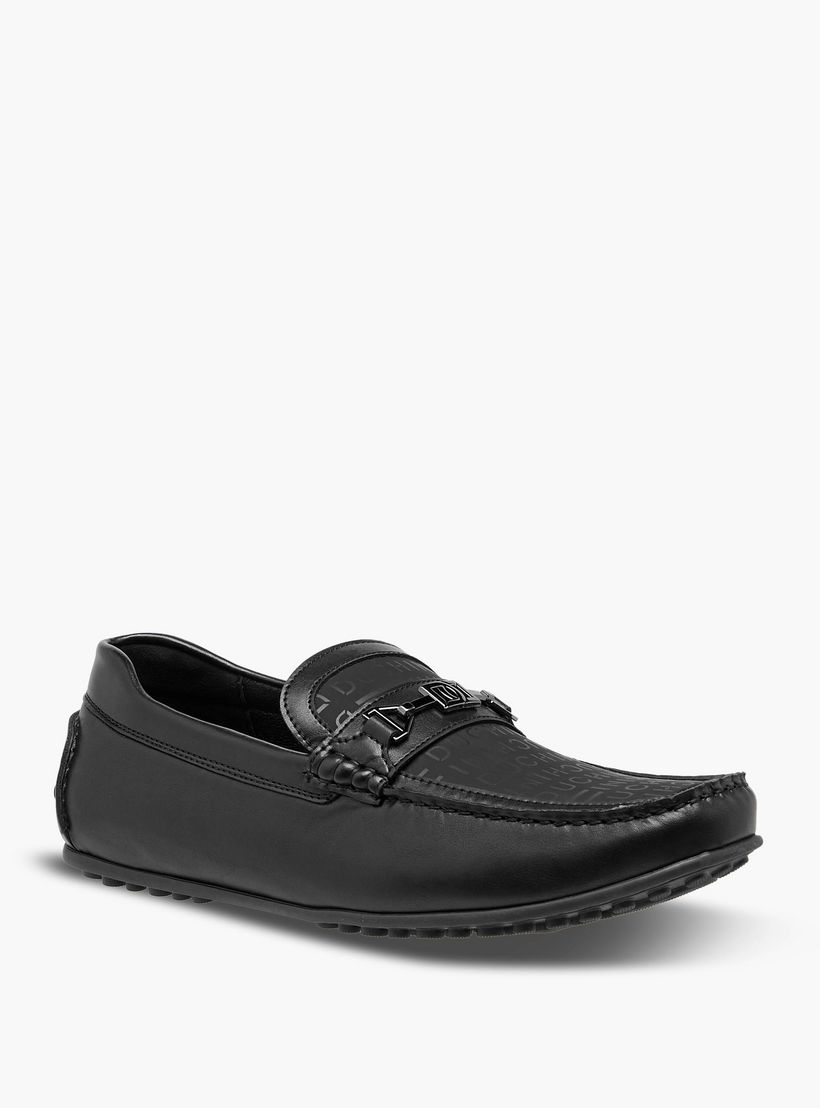 Duchini Men Monogram Print Slip-On Moccasins-men-shoes-formalshoes-image-2