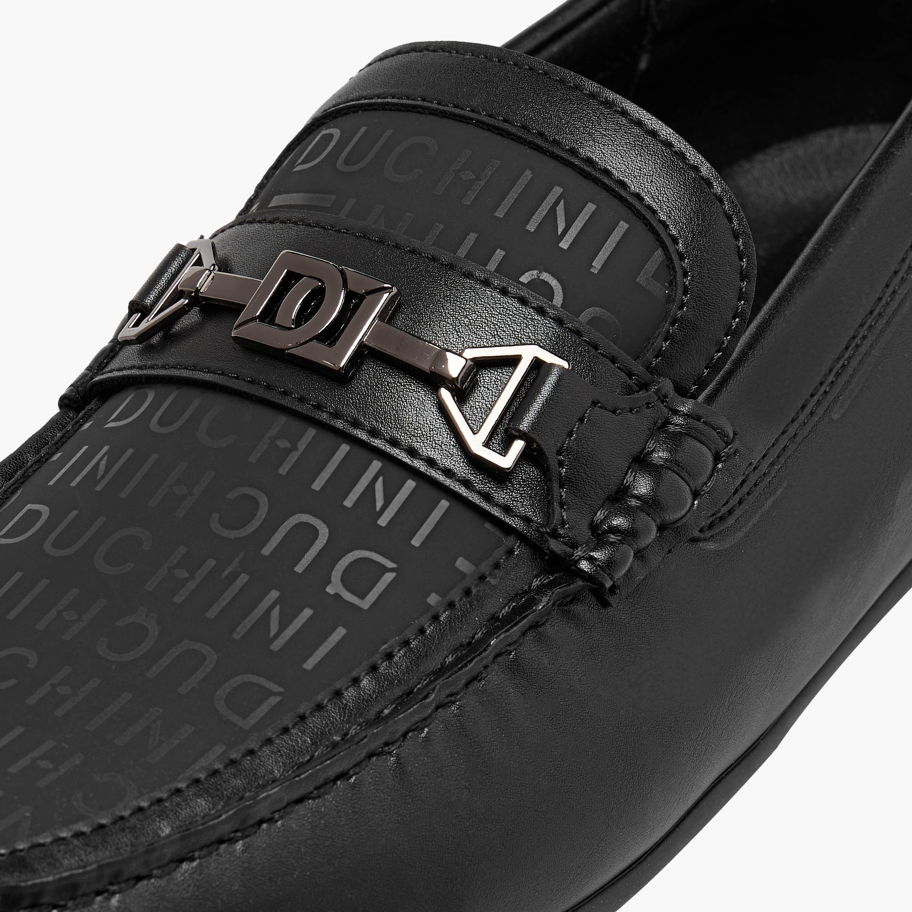 Duchini Men Monogram Print Slip-On Moccasins-men-shoes-formalshoes-image-4