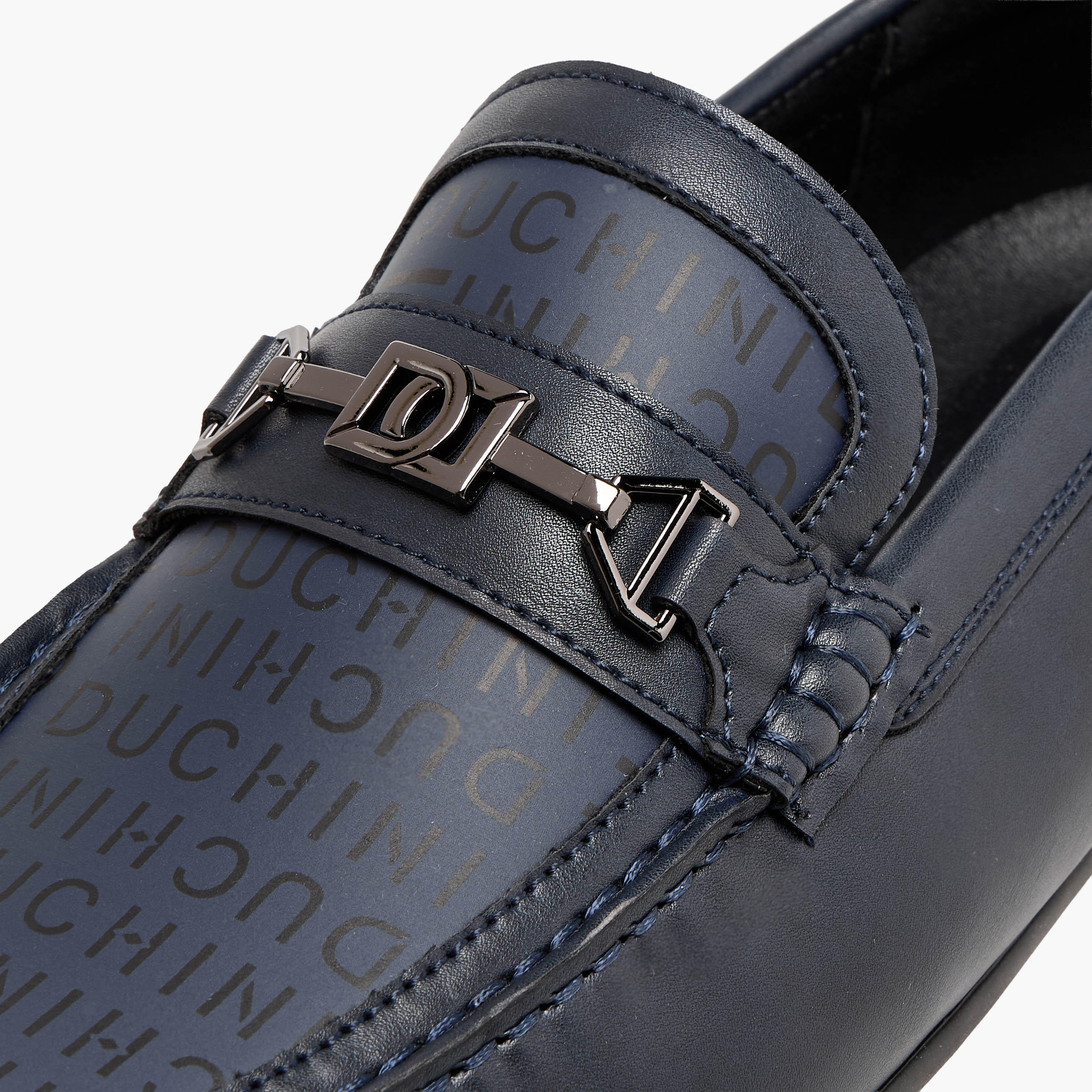 Duchini Men Monogram Print Slip-On Moccasins-men-shoes-formalshoes-image-4