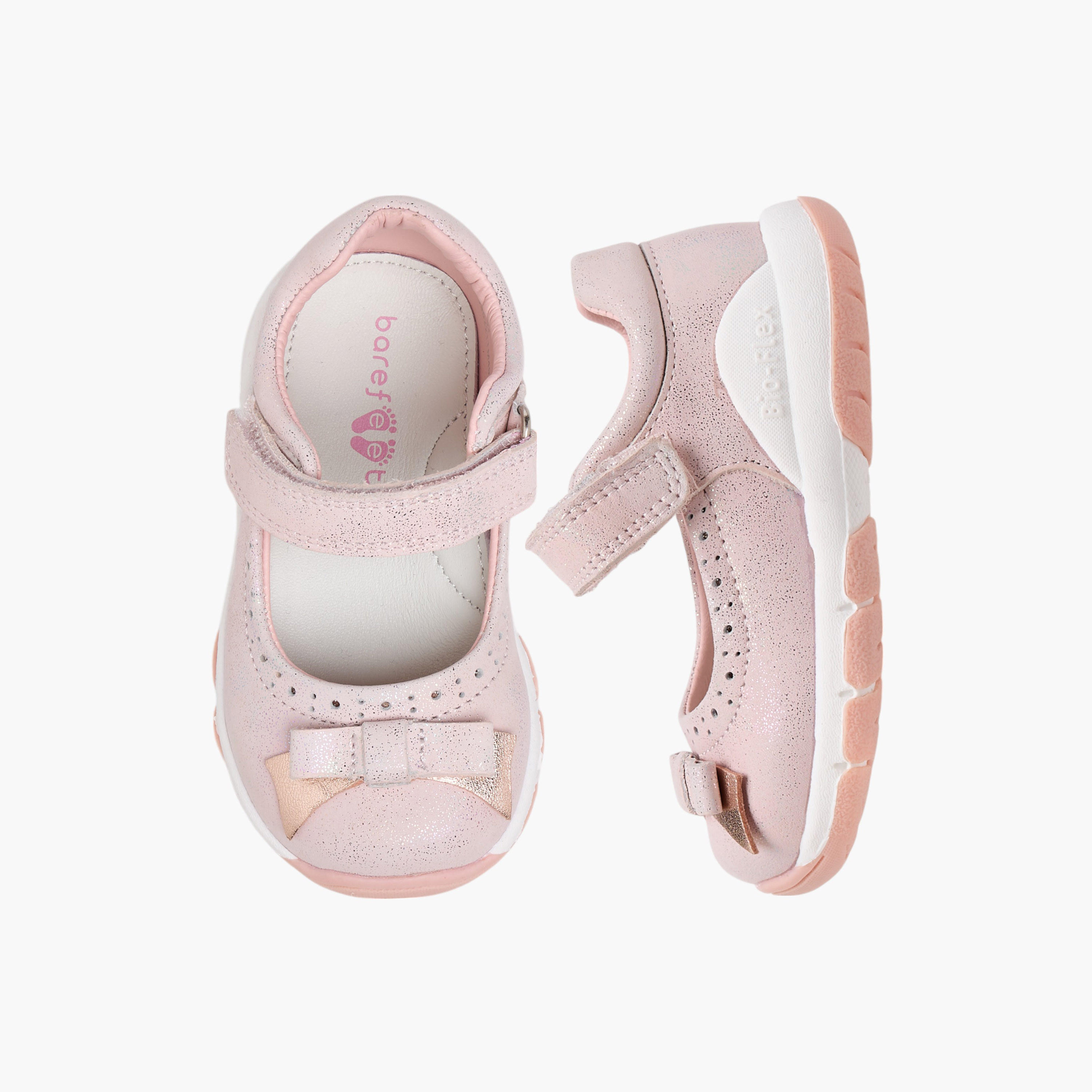 Barefeet Bow Accent Mary Jane Shoes with Hook and Loop Closure-girls-shoes-maryjanes-image-1