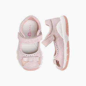 Barefeet Bow Accent Mary Jane Shoes with Hook and Loop Closure-girls-shoes-maryjanes-image-1