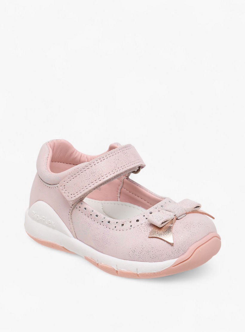 Barefeet Bow Accent Mary Jane Shoes with Hook and Loop Closure-girls-shoes-maryjanes-image-2
