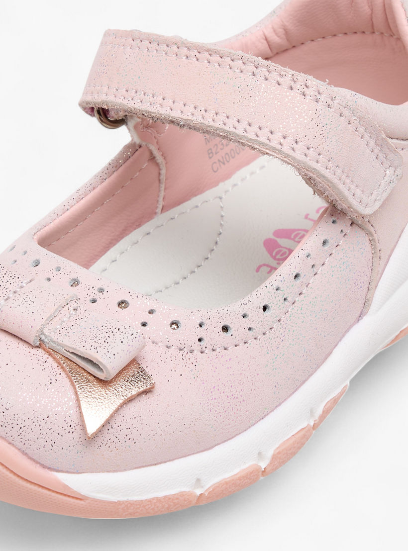 Barefeet Bow Accent Mary Jane Shoes with Hook and Loop Closure-girls-shoes-maryjanes-image-4
