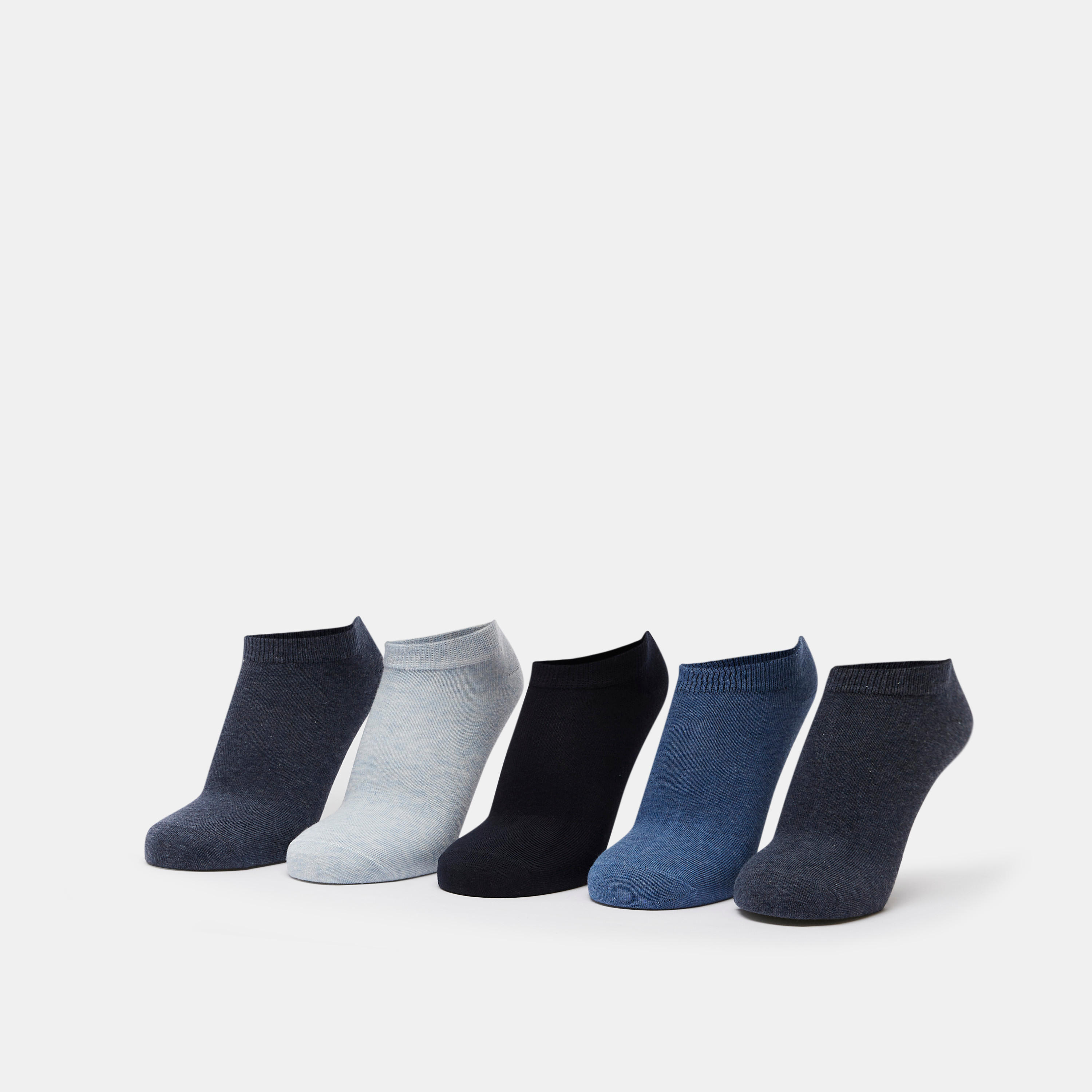 طقم جوارب 5 أزواج سادة بطول الكاحل-men-socks-image-1