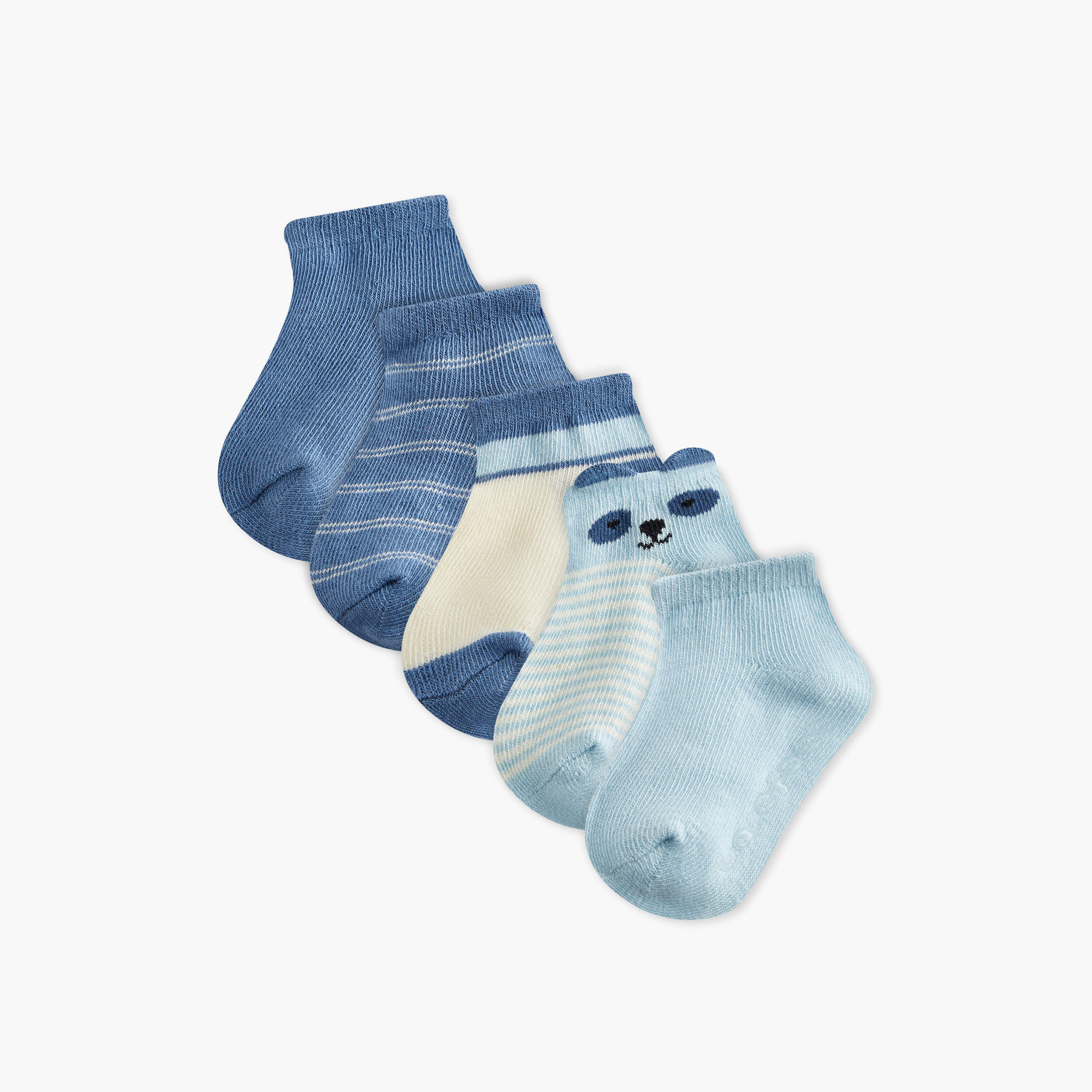 طقم جوارب متنوعة بدون تيري 5 أزواج بطول الكاحل من بيرفيت-baby-boys-accessories-socks-image-1