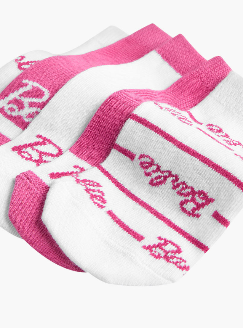 Barbie Print Non-Terry Ankle Length Socks - Set of 5-girls-accessories-socks-image-3