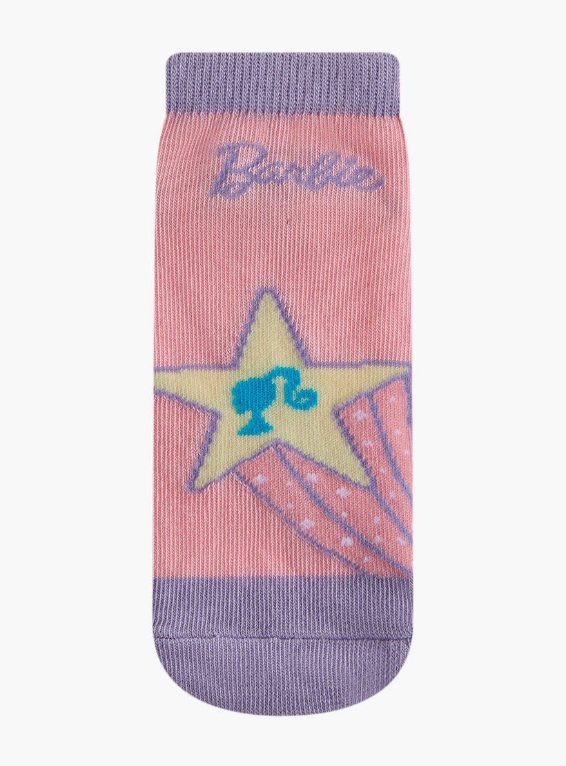 Barbie Printed Non Terry Ankle Length Socks - Set of 5-girls-accessories-socks-image-2