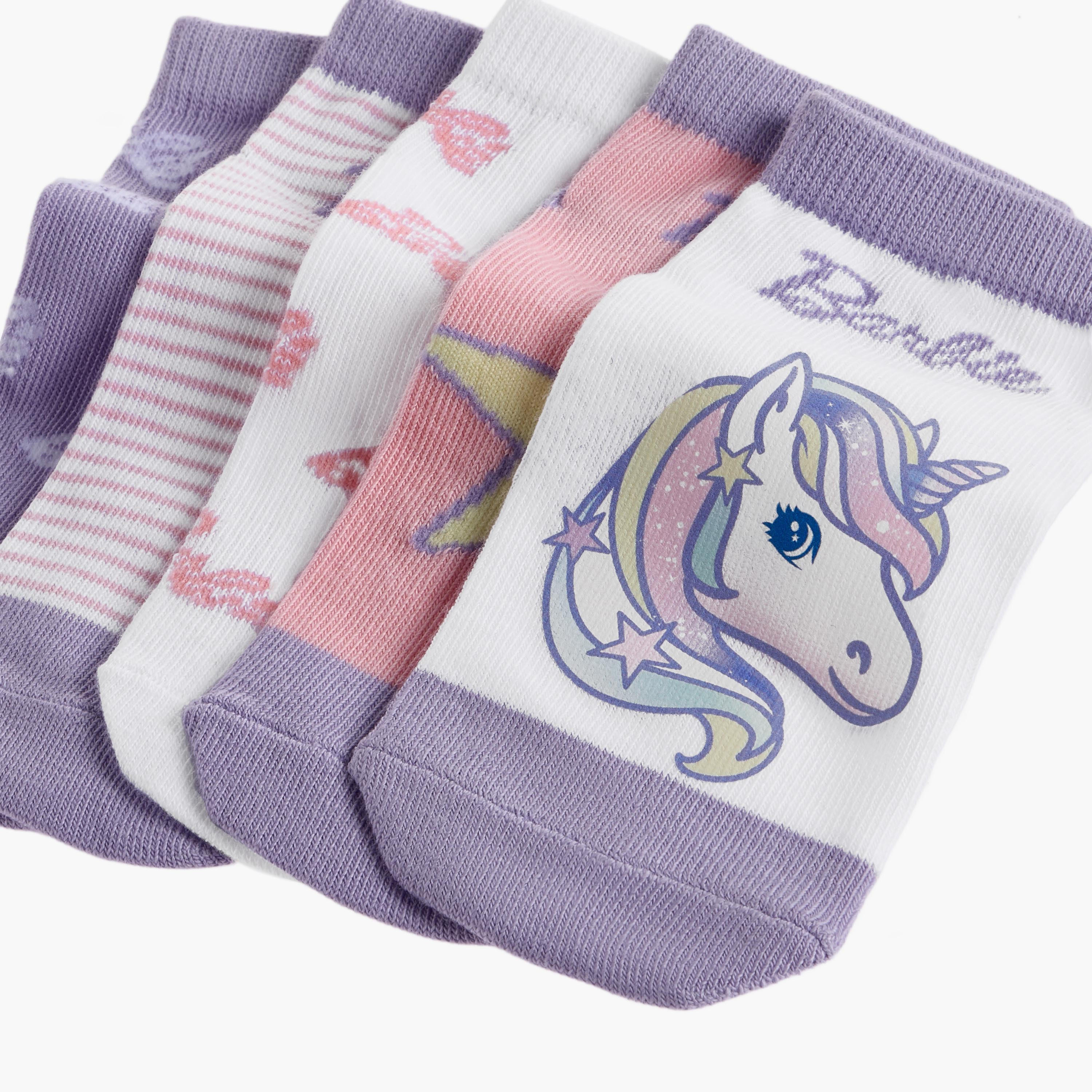 Barbie Printed Non Terry Ankle Length Socks - Set of 5-girls-accessories-socks-image-4