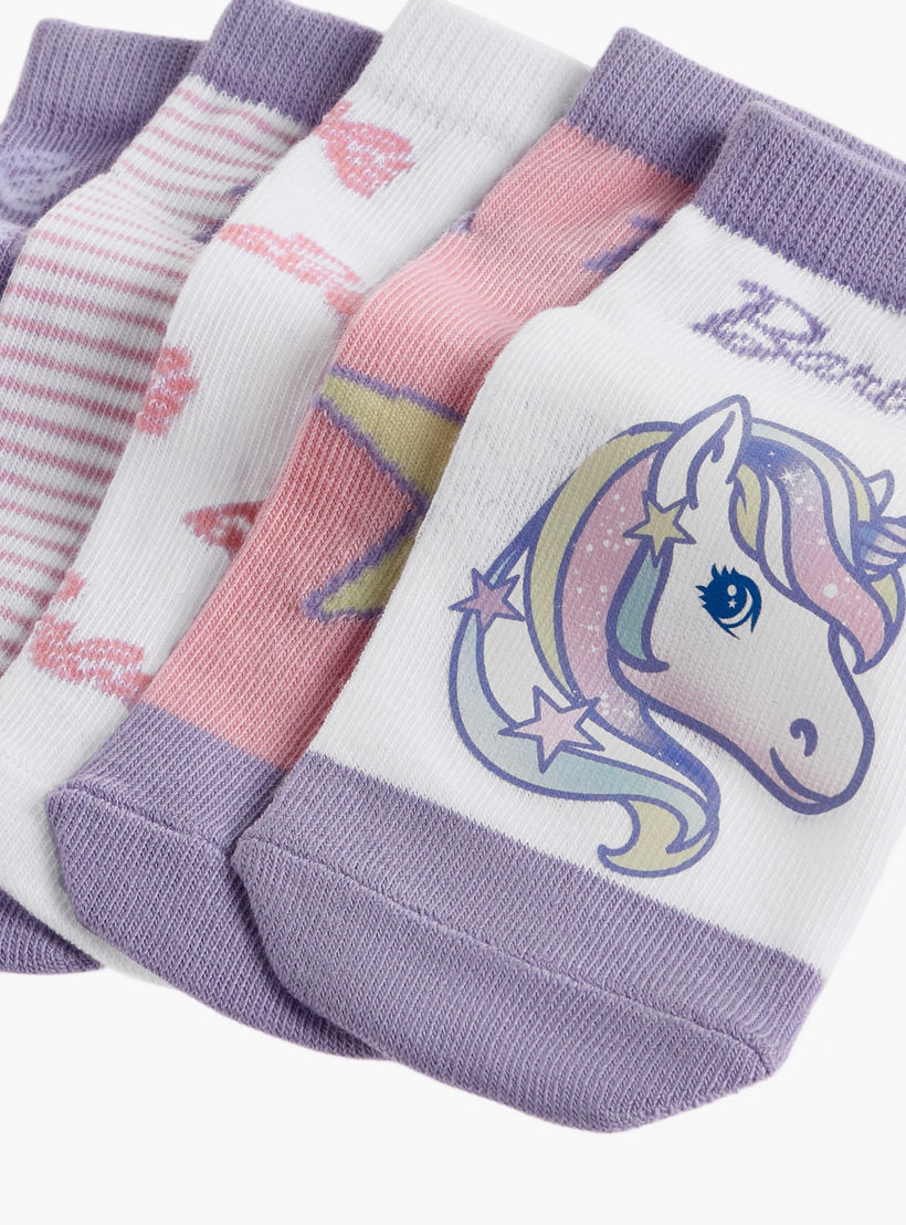 Barbie Printed Non Terry Ankle Length Socks - Set of 5-girls-accessories-socks-image-4