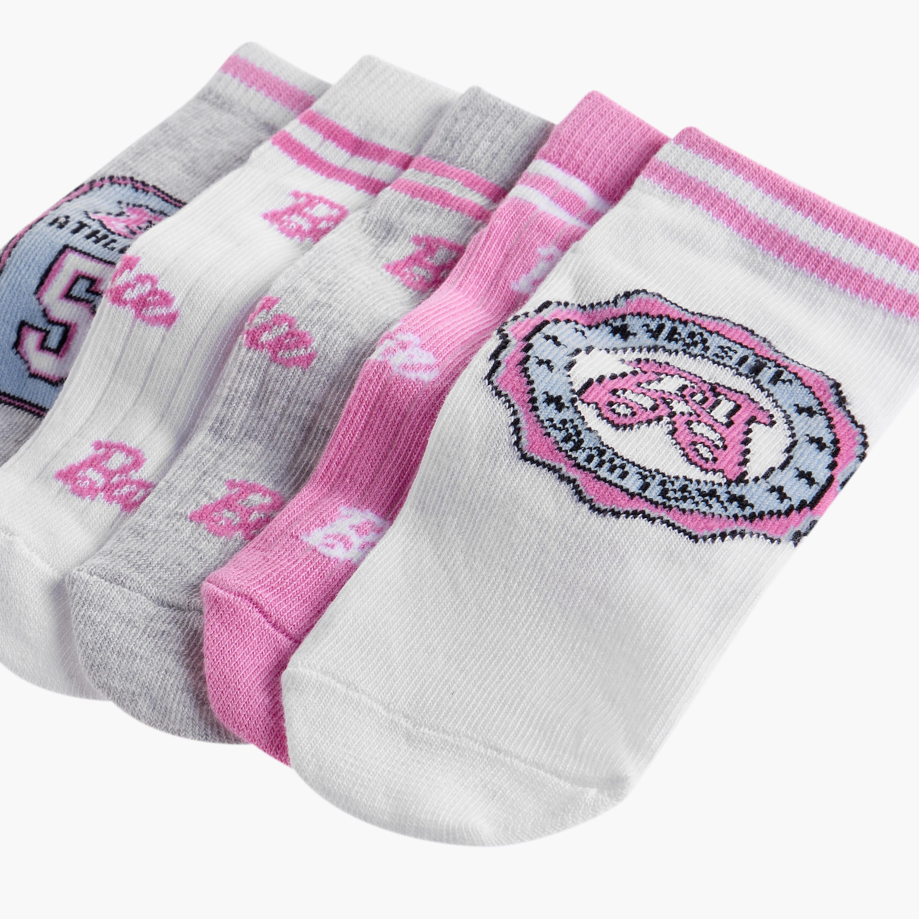طقم جوارب 5 أزواج غير وبرية بطول الكاحل وطبعات من باربي-girls-accessories-socks-image-4